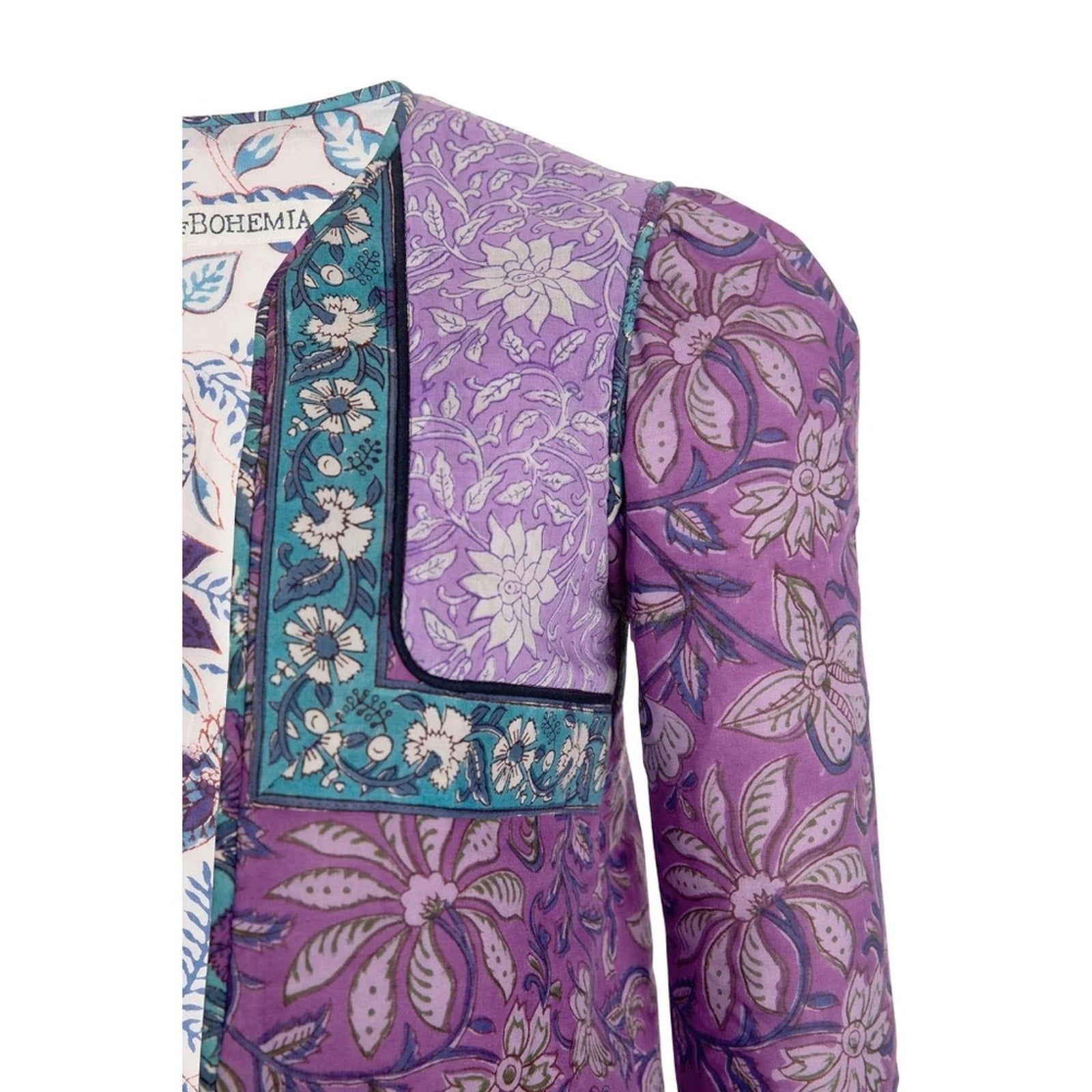 Alix of Bohemia Carnaby Floral Patchwork Jacket, Purple Amethyst - size small