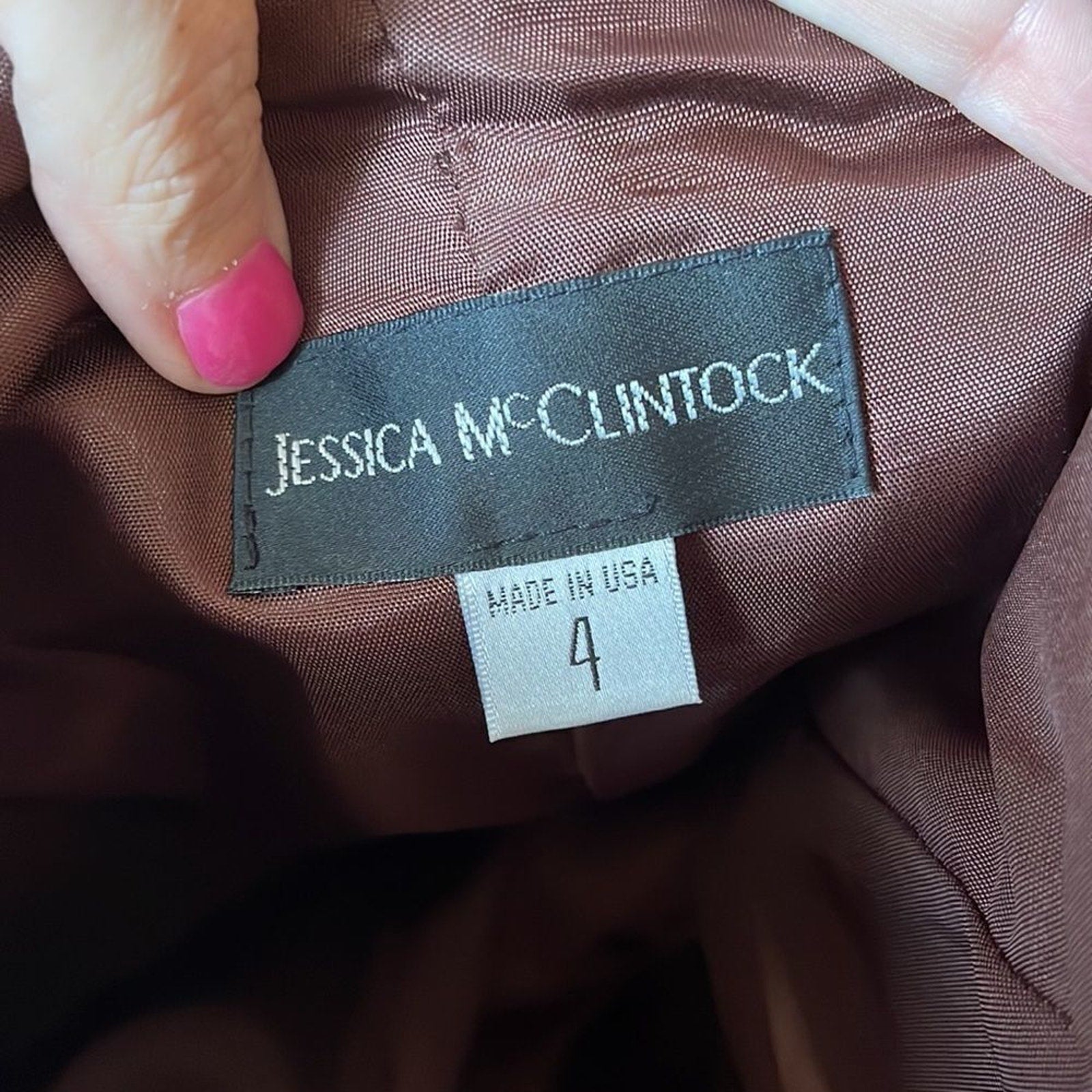 Vintage Jessica McClintock strapless brown metallic dress - size 4