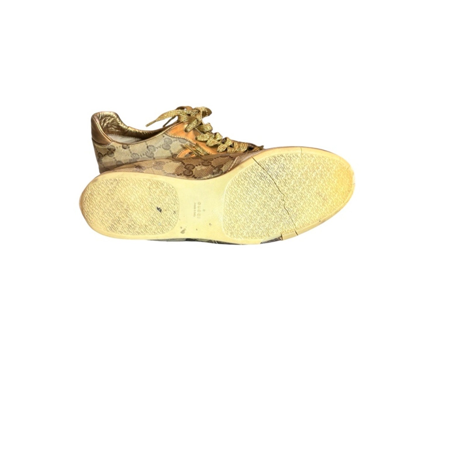 Vintage Gucci Gold Low Top Sneakers GG Monogram - 9.5