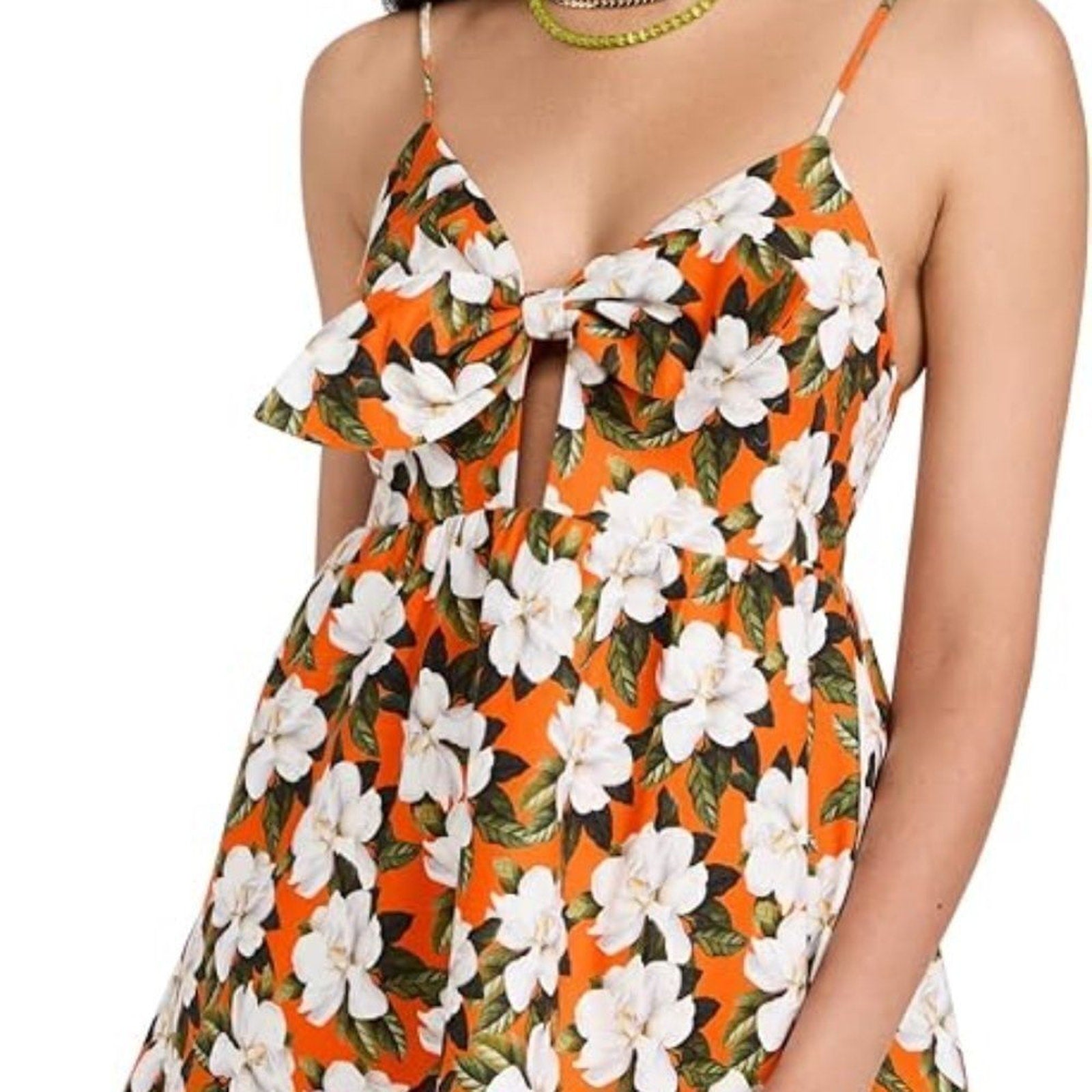 NEW ALICE + OLIVIA Melvina cutout floral-print linen-blend mini dress - size 6