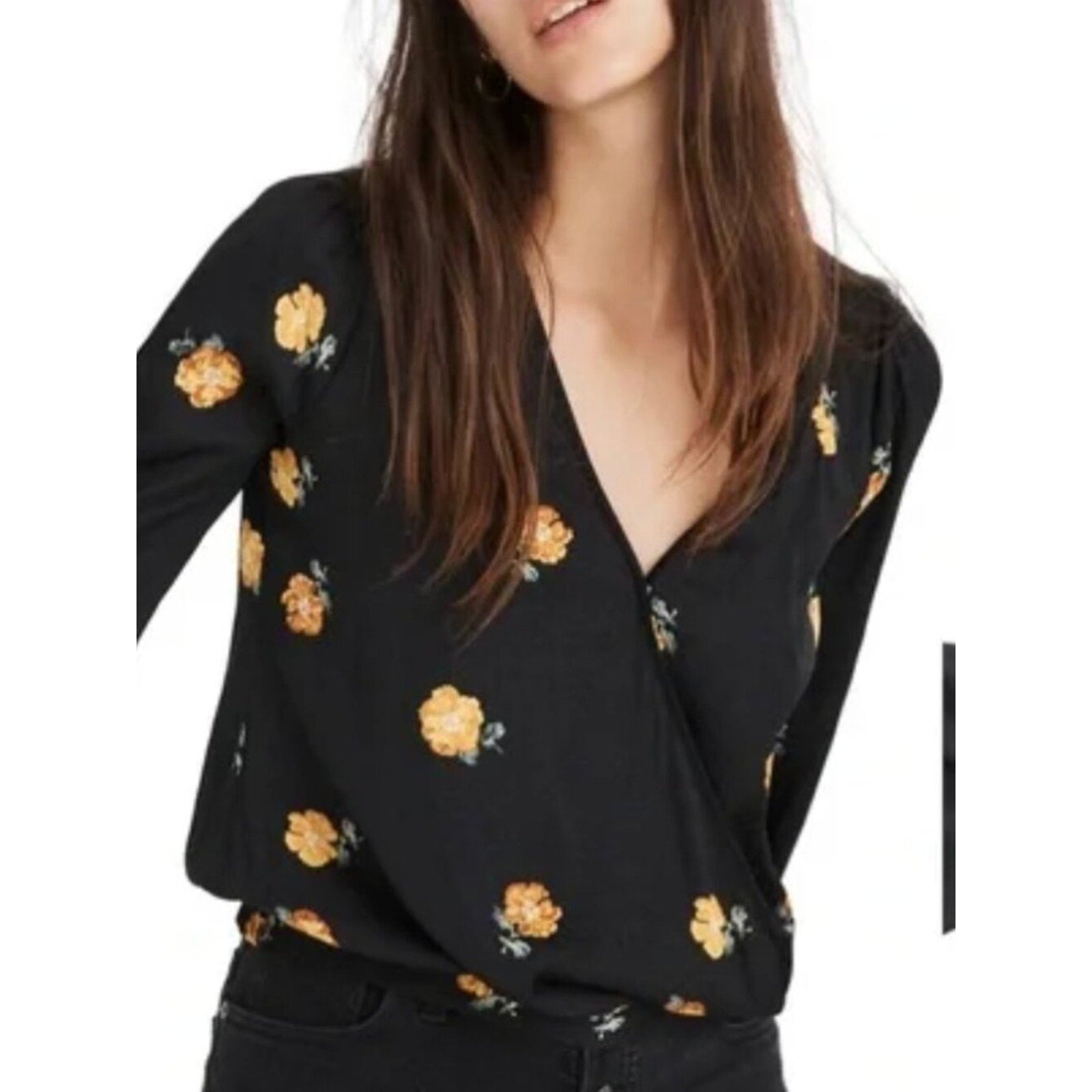 Madewell Bubble Sleeve Satin Tope - M