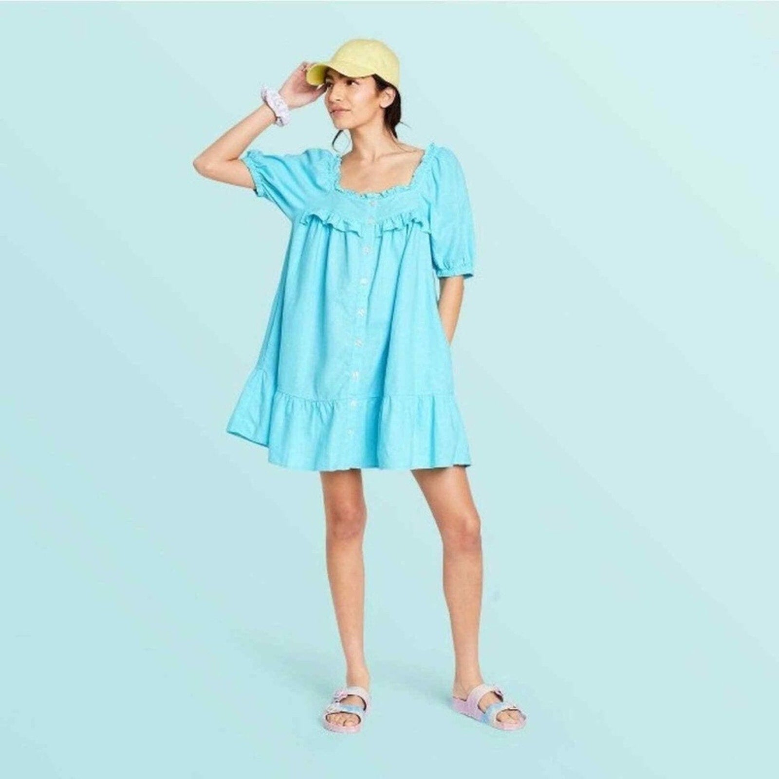 Stoney Clover Lane X Target Blue Short Sleeve Ruffle Dress - size M