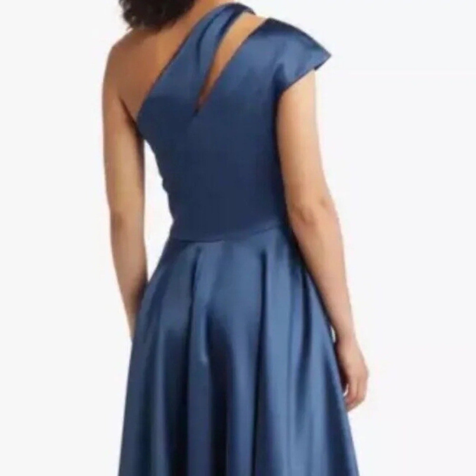 NWT Amsale One-Shoulder High-Low Satin Cocktail Dress in French Blue - size 20