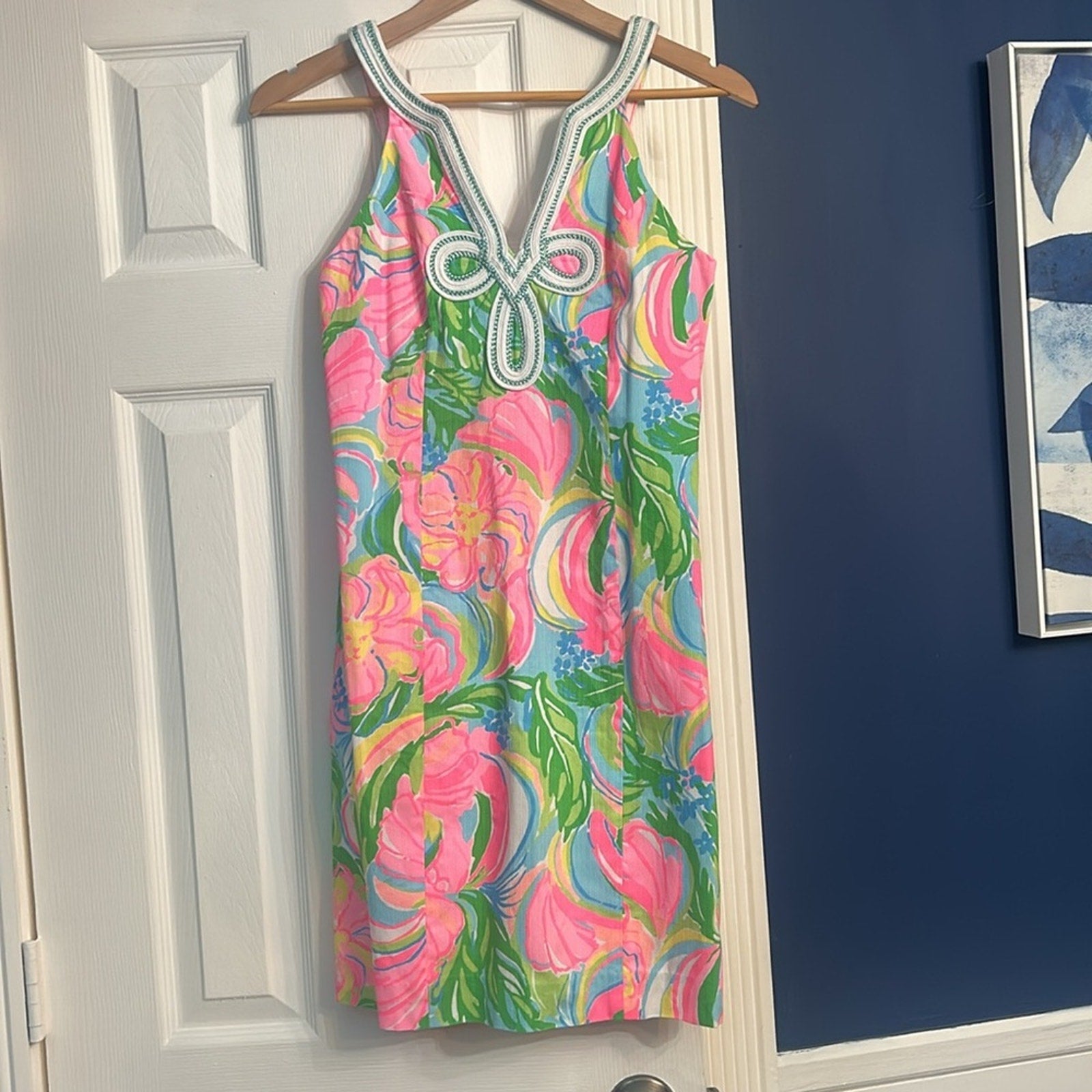 Lilly Pulitzer Tessa So A Peeling Soutache Ribbon Detail Shift Dress - size 0
