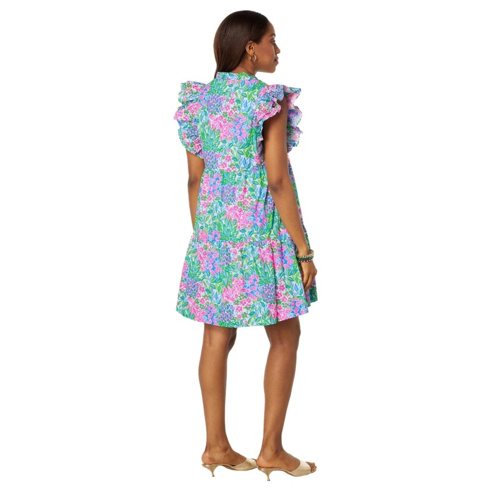 Lilly Pulitzer Aldena Ruffled Tiered Minidress In Multi A Cherry On Top - size L