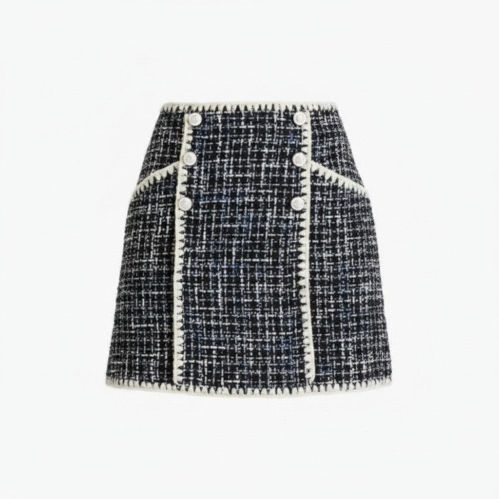 Veronica Beard Medford Button-Embellished Cotton-Blend Tweed Mini Skirt - 4