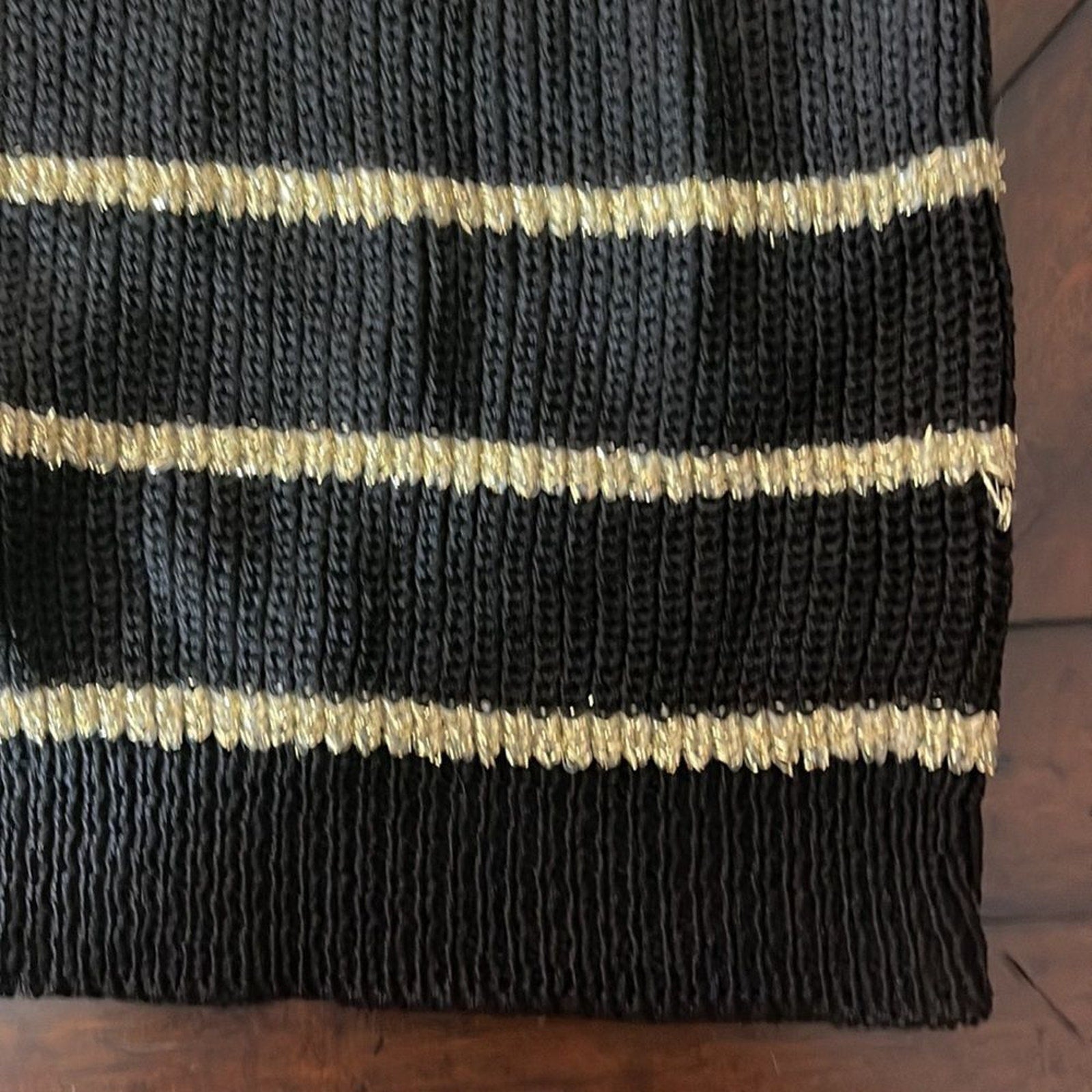 Vintage Diane Von Furstenberg black metallic gold sweater