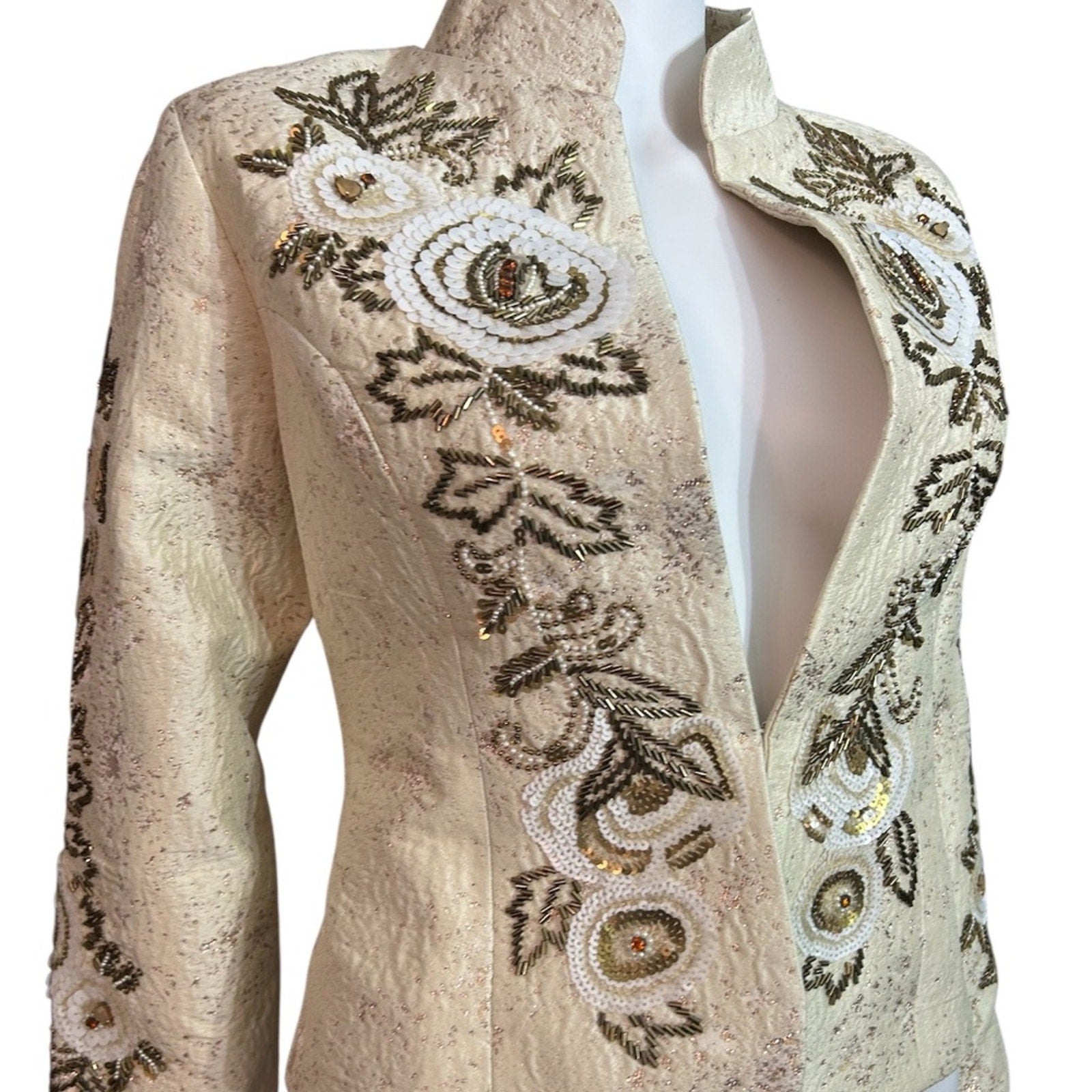 Boston Proper Floral Sequin Embellished Jacket - size 6