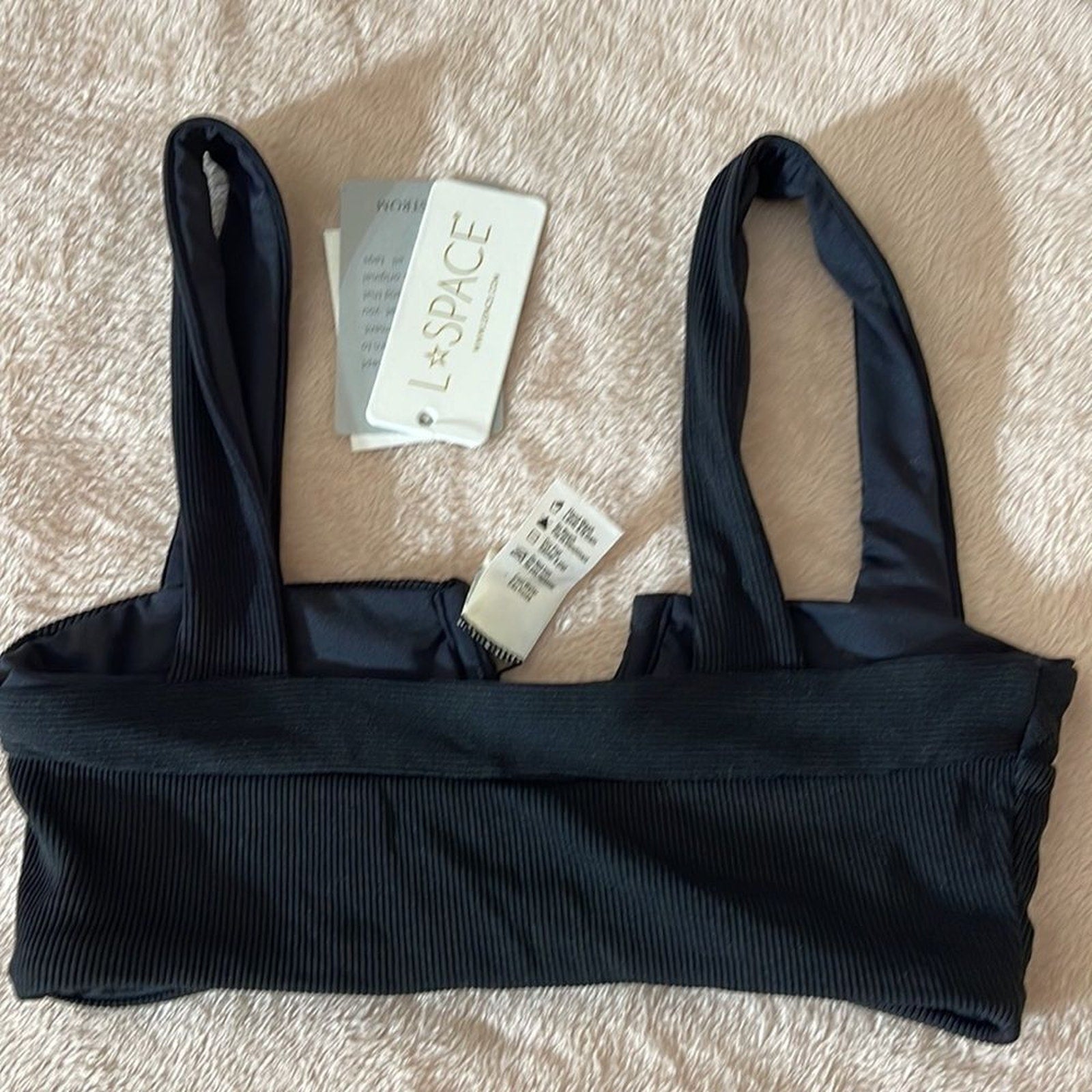 NWT L Space Lee Lee Bikini Top Black Revolve -size Xs