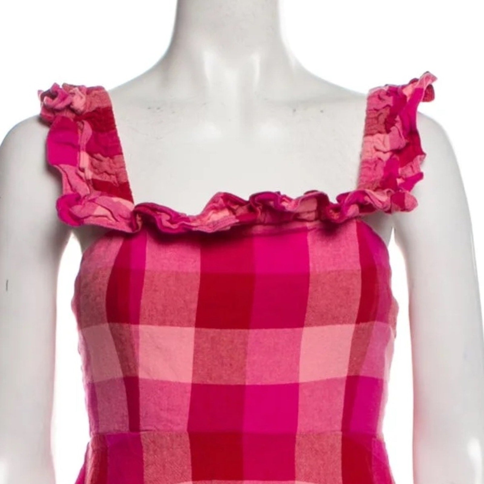 Kate Spade Deep Hibiscus Multi Picnic Woven Ruffle Midi Dress - size small