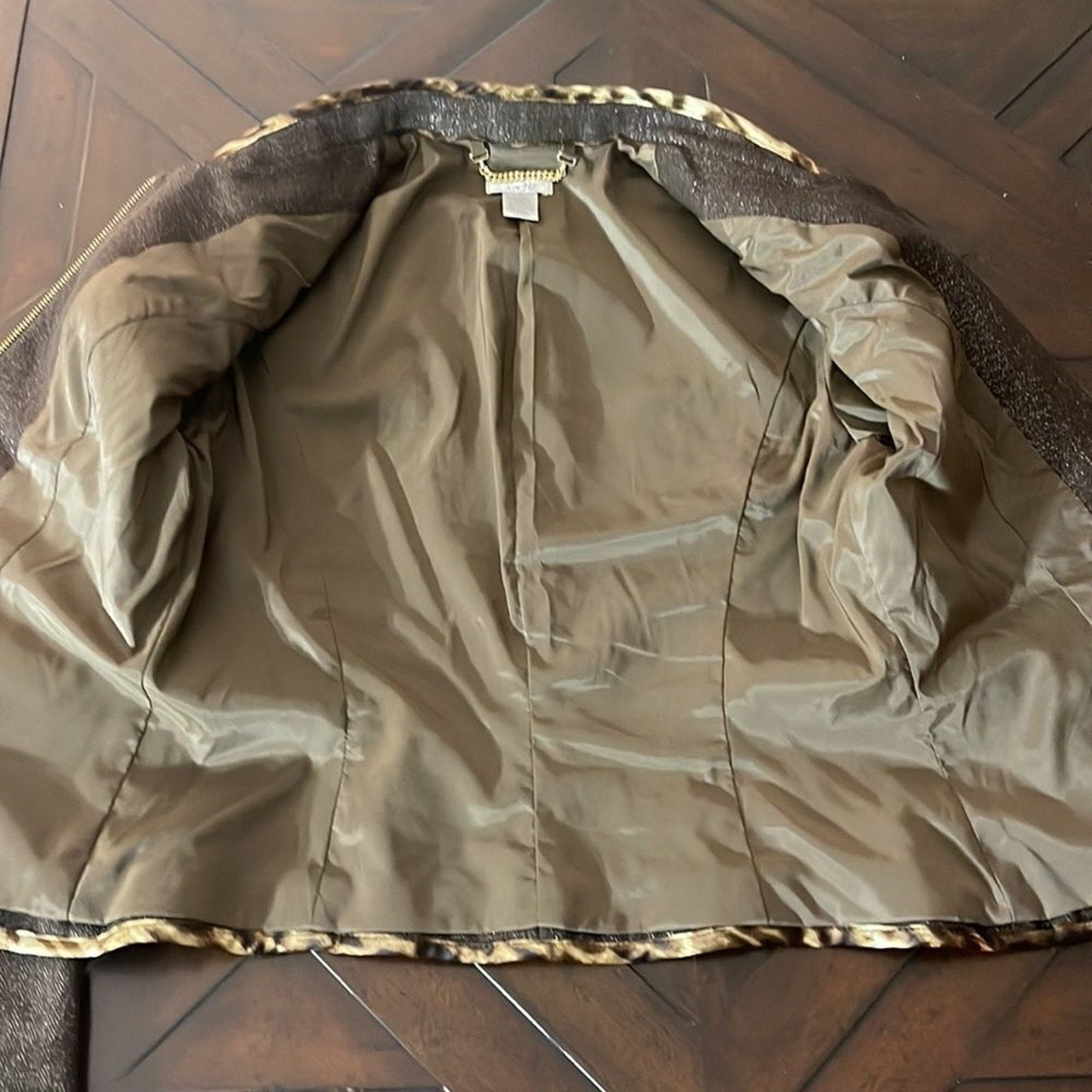 Amazing Cache brown metallic wool jacket - size 10