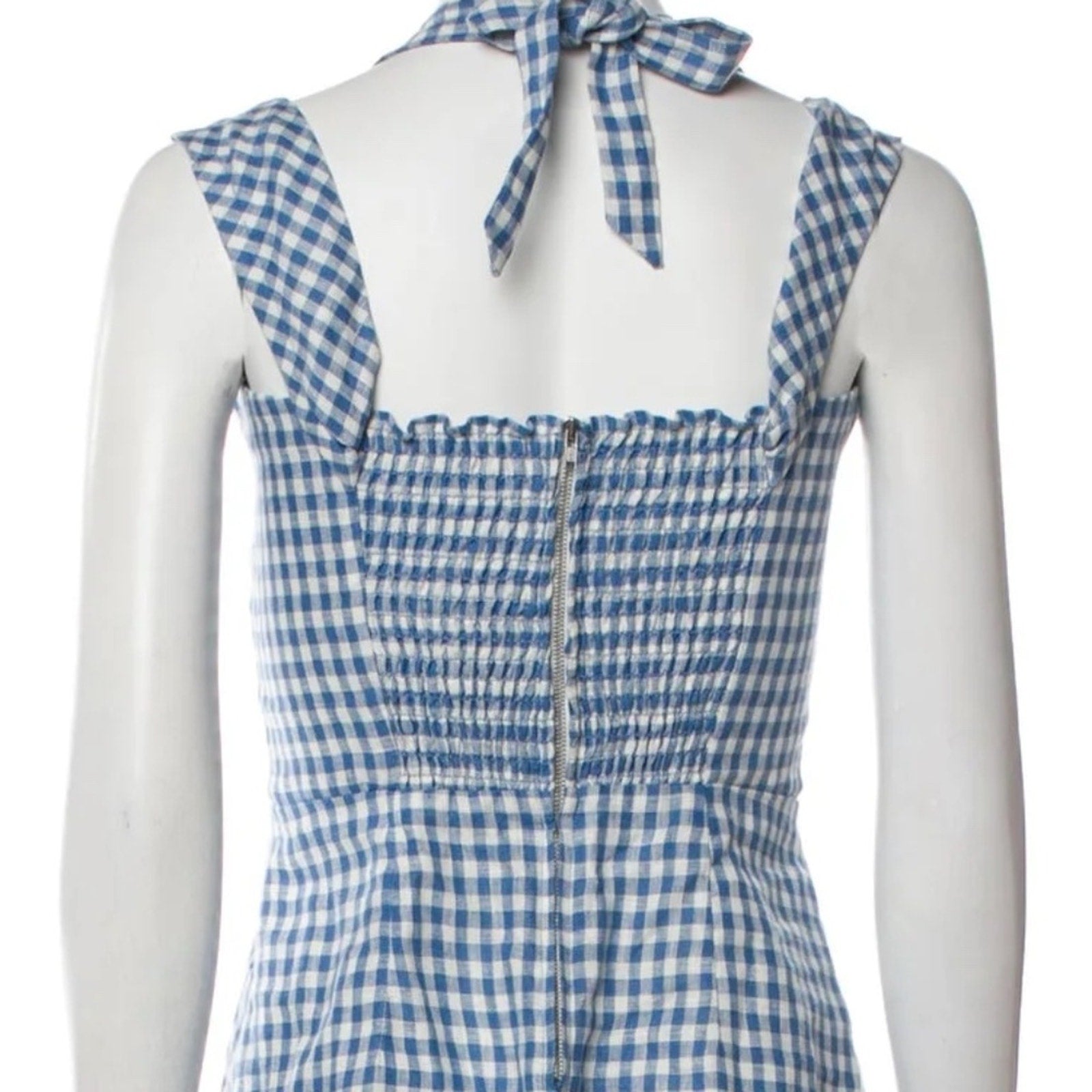 REFORMATION Sanford Linen Dress - Azure Check - size 2
