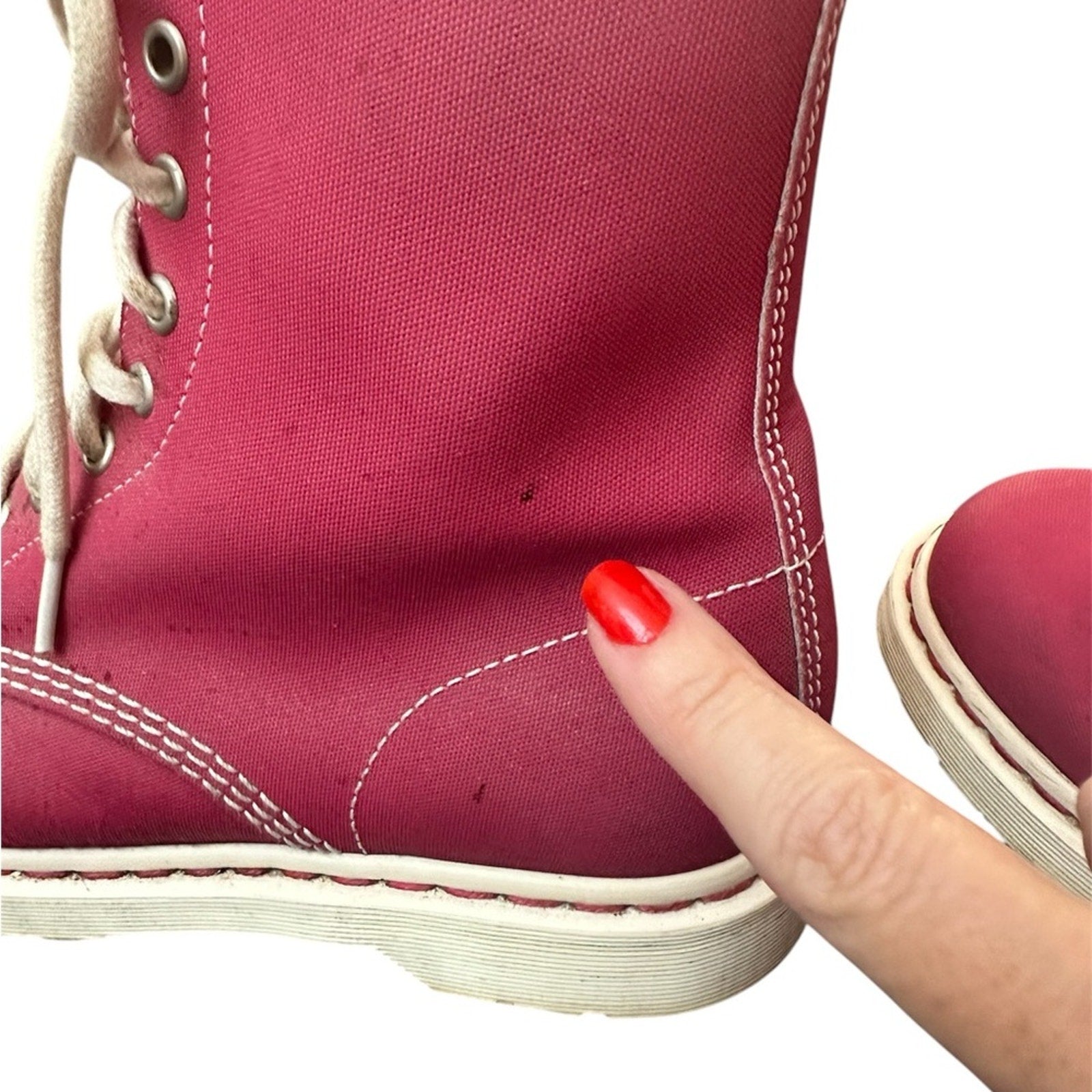 Dr Marten’s Red/Pink Canvas Lace Up Boot - 9