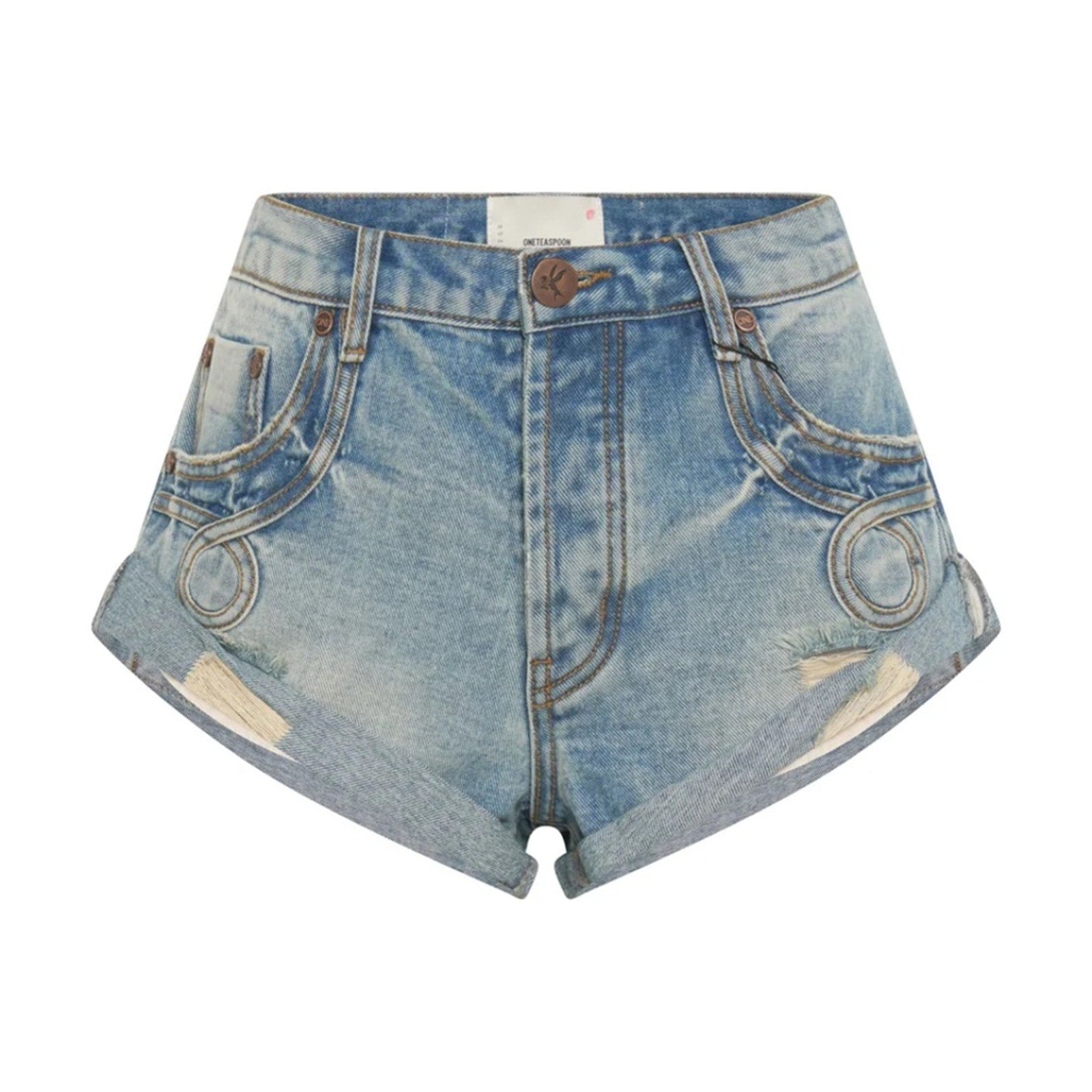 NWT One Teaspoon Sunbeach Blue Bandits Low Waist Denim Shorts - size 33