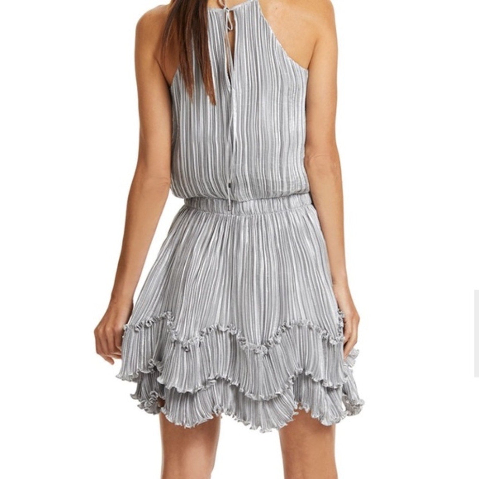 Halston metallic pleated halter dress - size 4