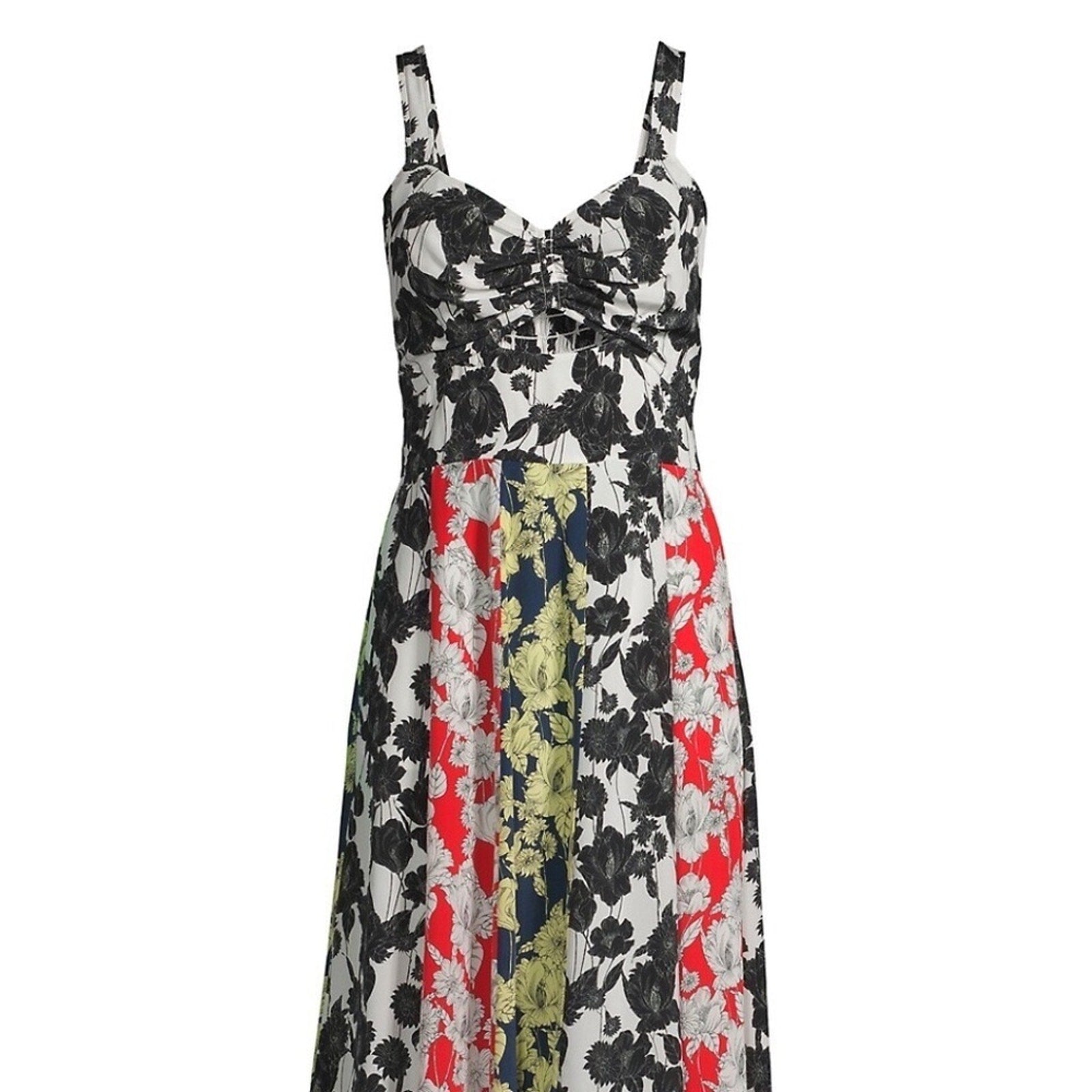 Jason Wu Mix Print A-Line Paneled Sweetheart Dress 100% Silk - size 6