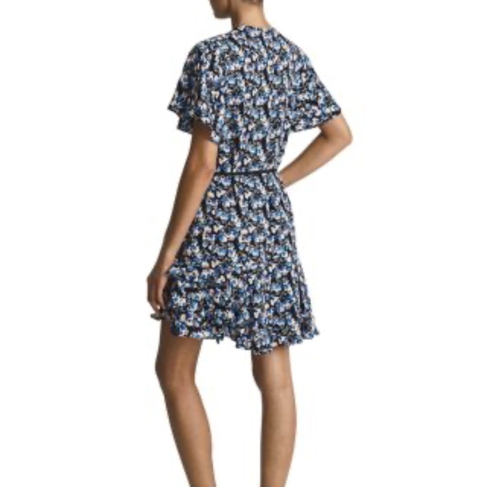 REISS Lulu Ditsy Print Flippy Dress in Blue - size 2