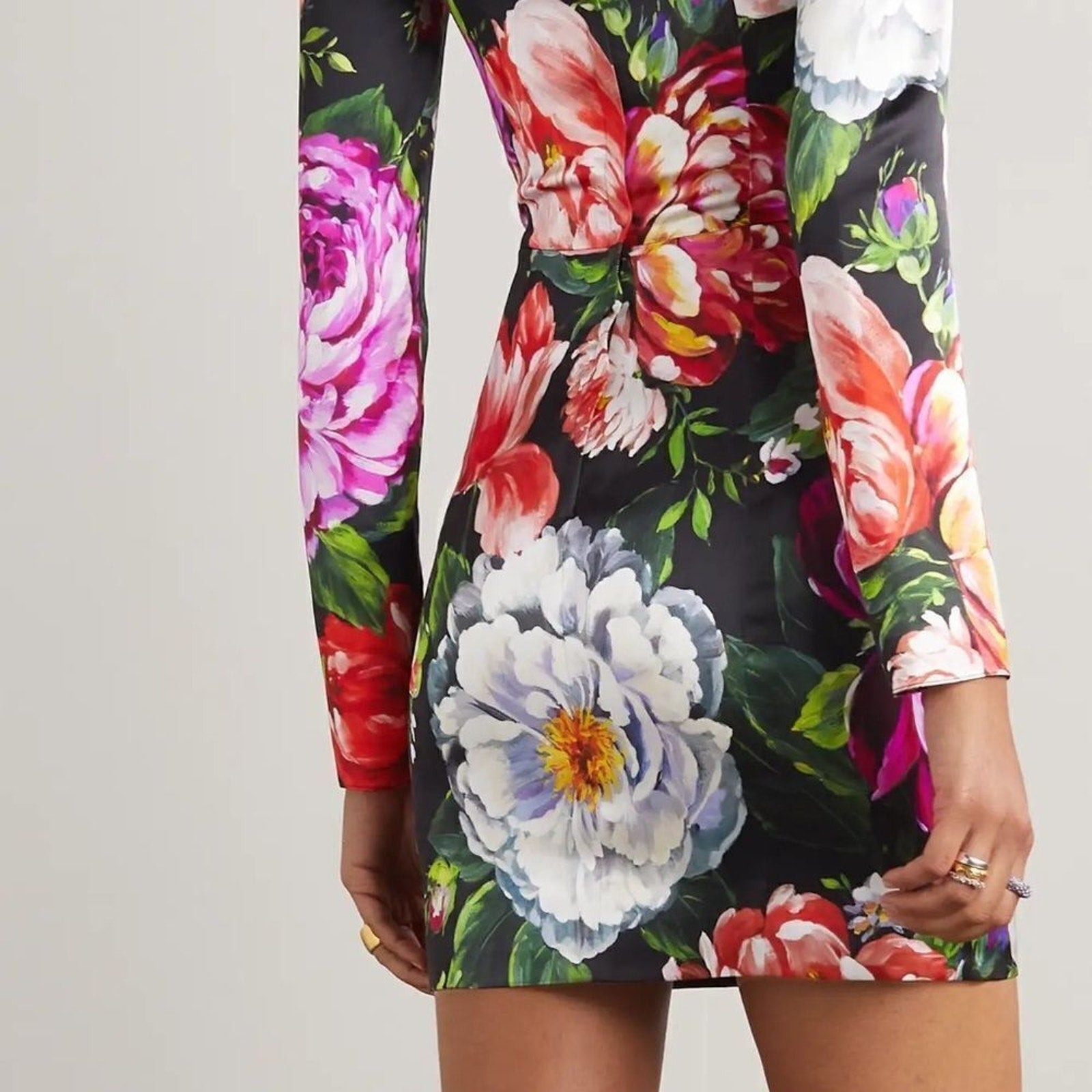 NWOT DOLCE & GABBANA Floral-print duchesse-satin mini dress - size 48