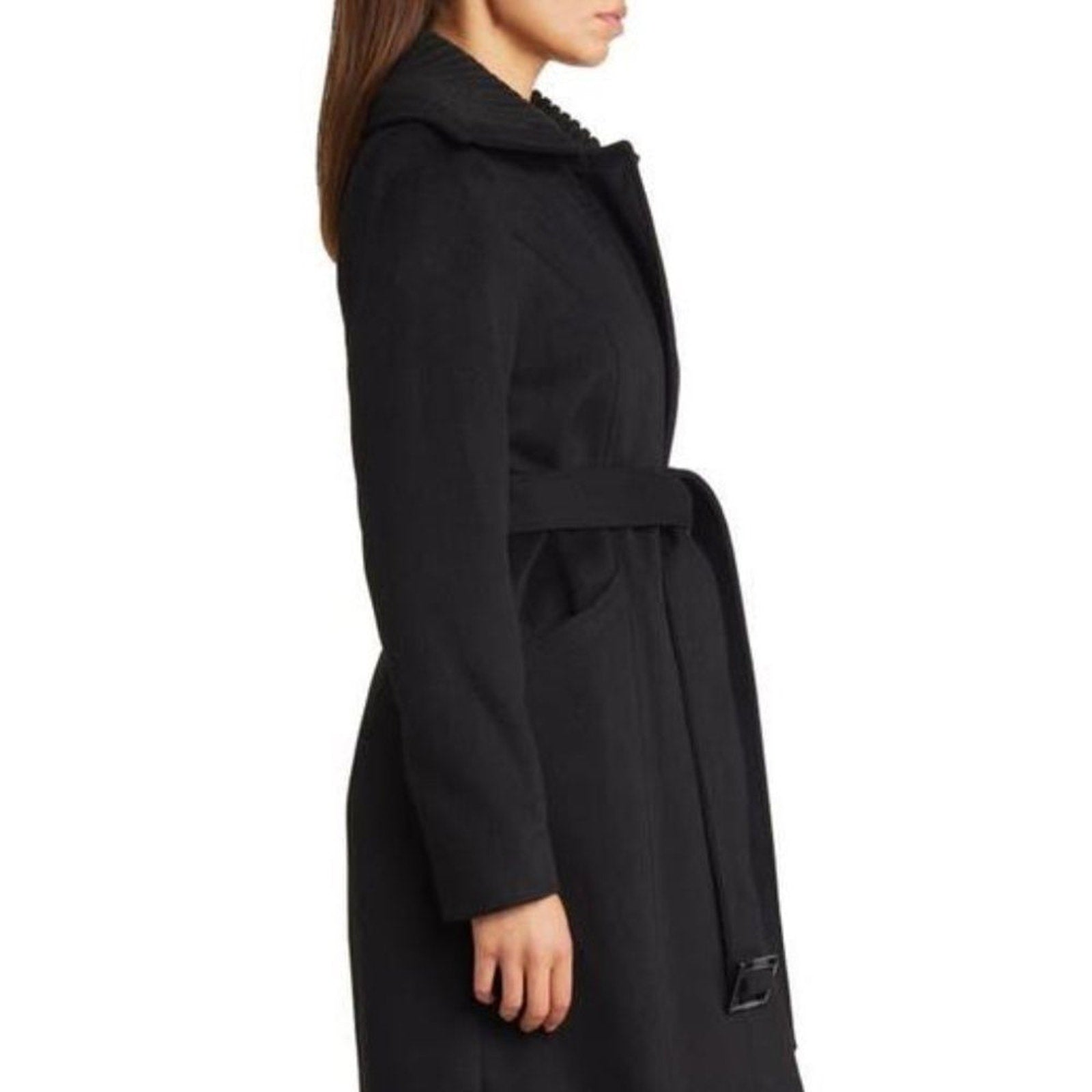 NEW Sam Edelman Wool Blend Rib Collar Coat - size M