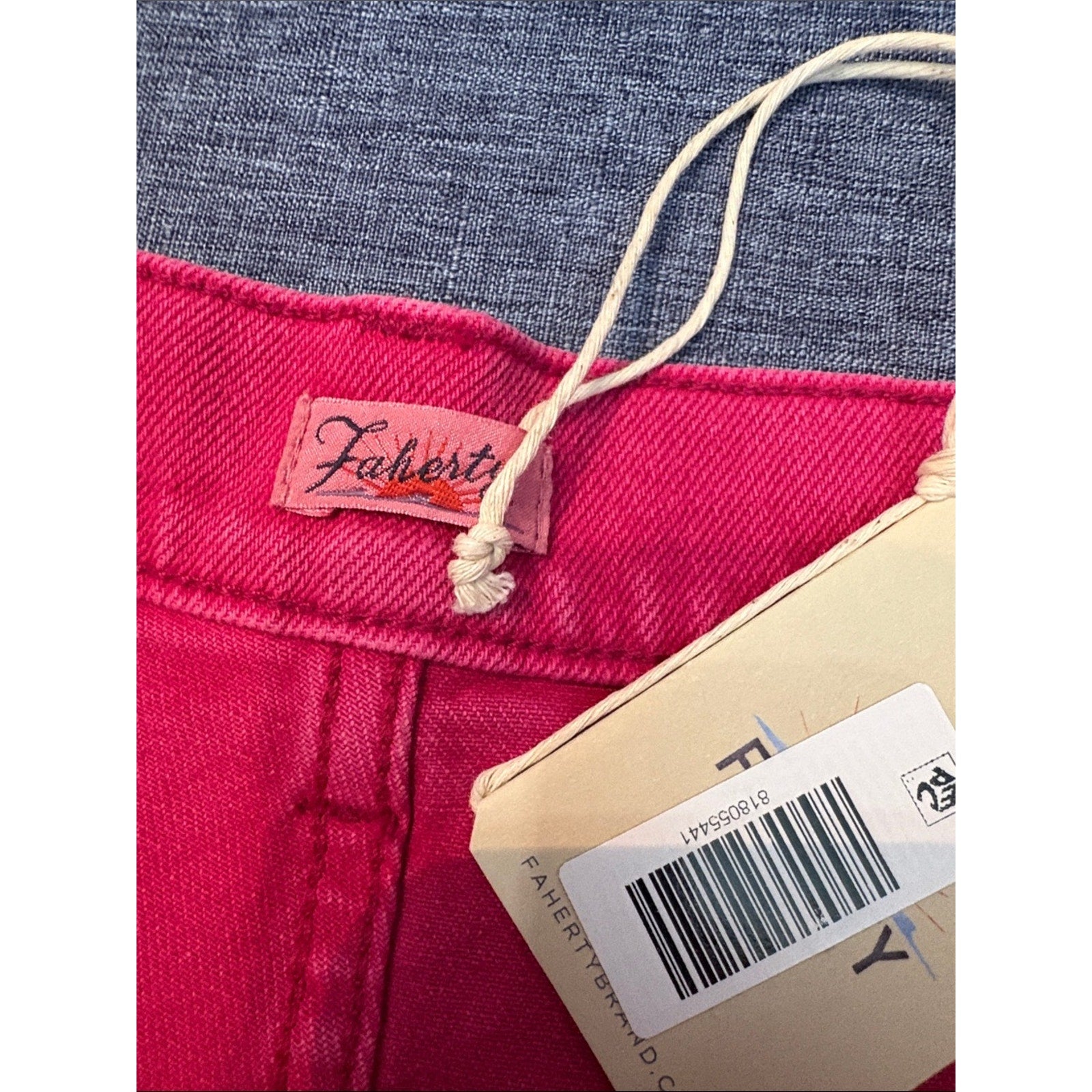 Faherty Women's Pink Raw Edge Sun washed Denim Shorts -size 28 - NWT