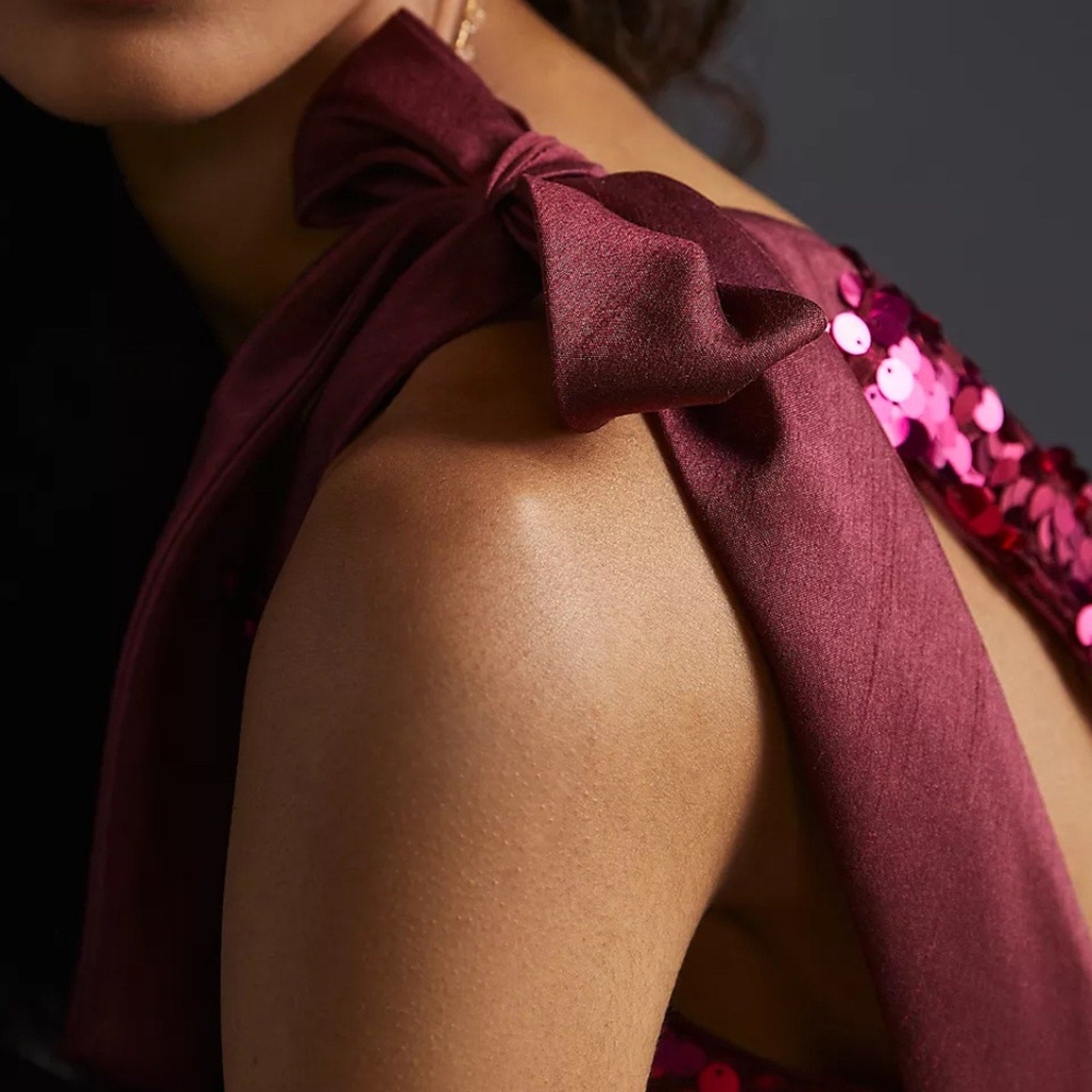 NWT Anthropologie Women's Maeve Sequined Tie-Strap Tank Pink - size M