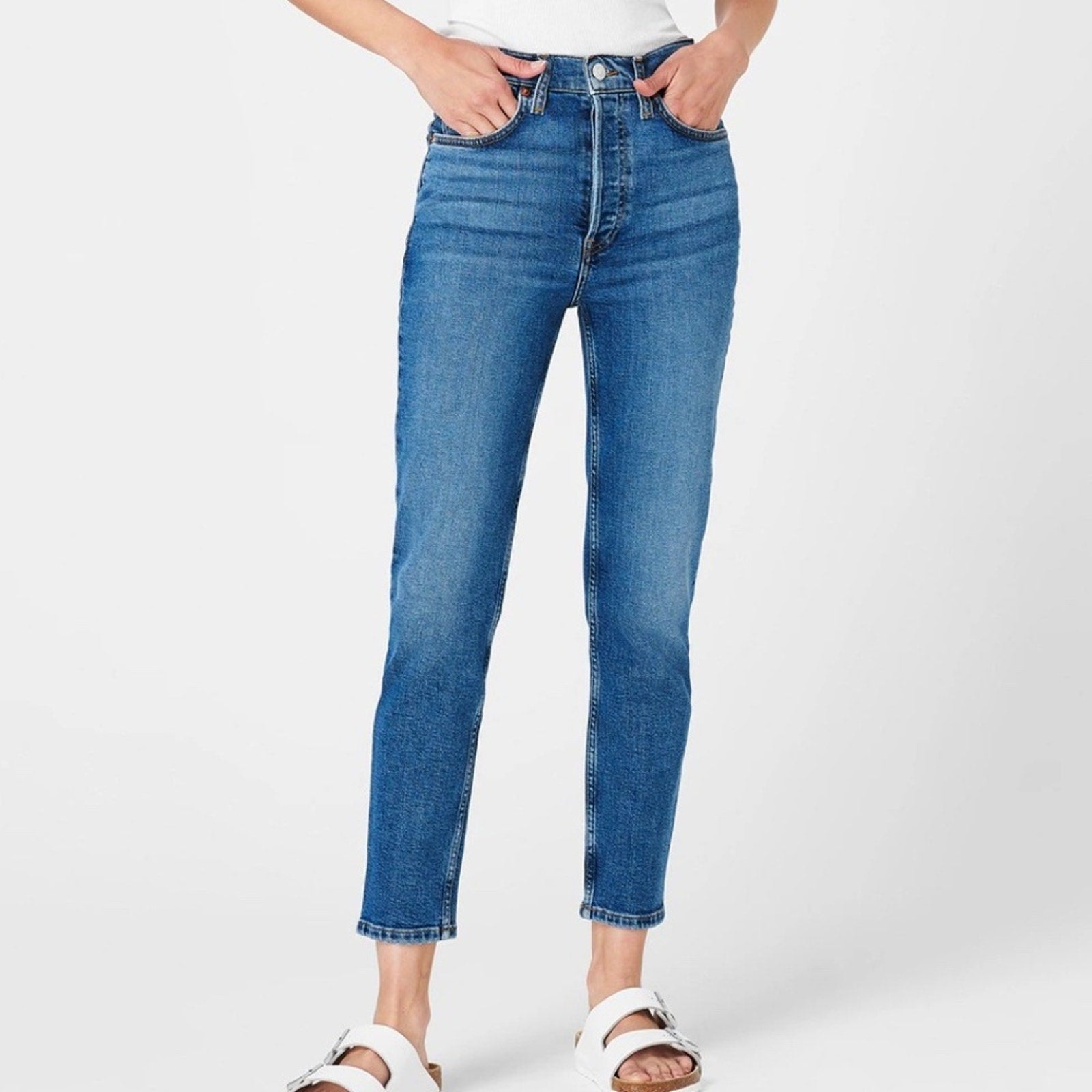REDONE 90S HIGH RISE ANKLE CROP JEANS - size 26