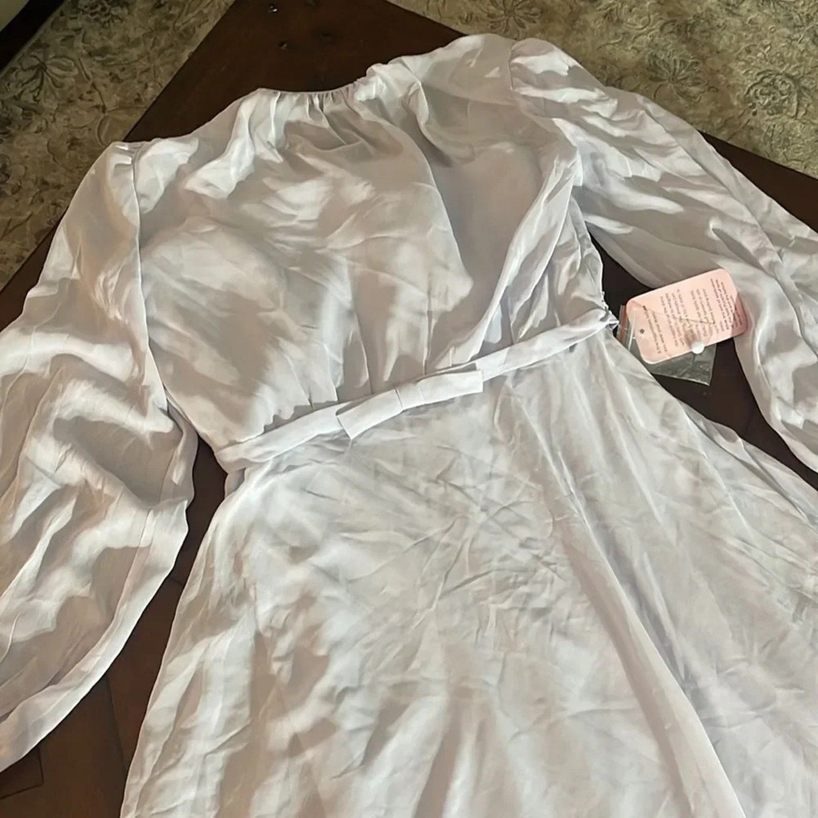 NWOT Dessy Colletion STRAPLESS CHIFFON MAXI DRESS WITH PUFF SLEEVE BLOUSON - 6