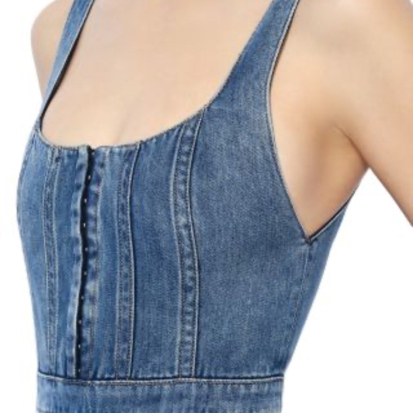 Alice and Olivia Diana Tiered Denim Dress - size 14