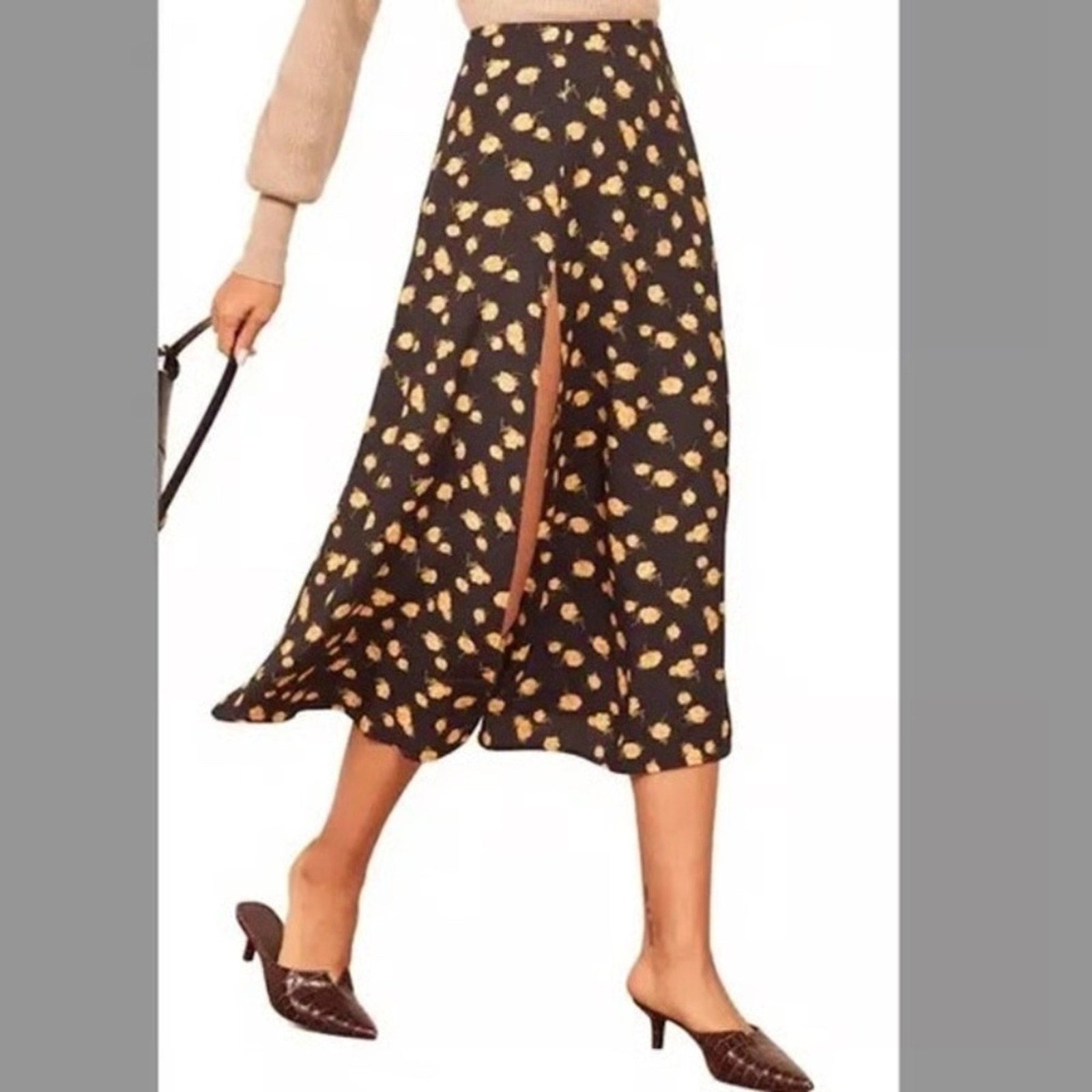 NEW Reformation Zoe Side Slit Midi Skirt in Amy - size 4