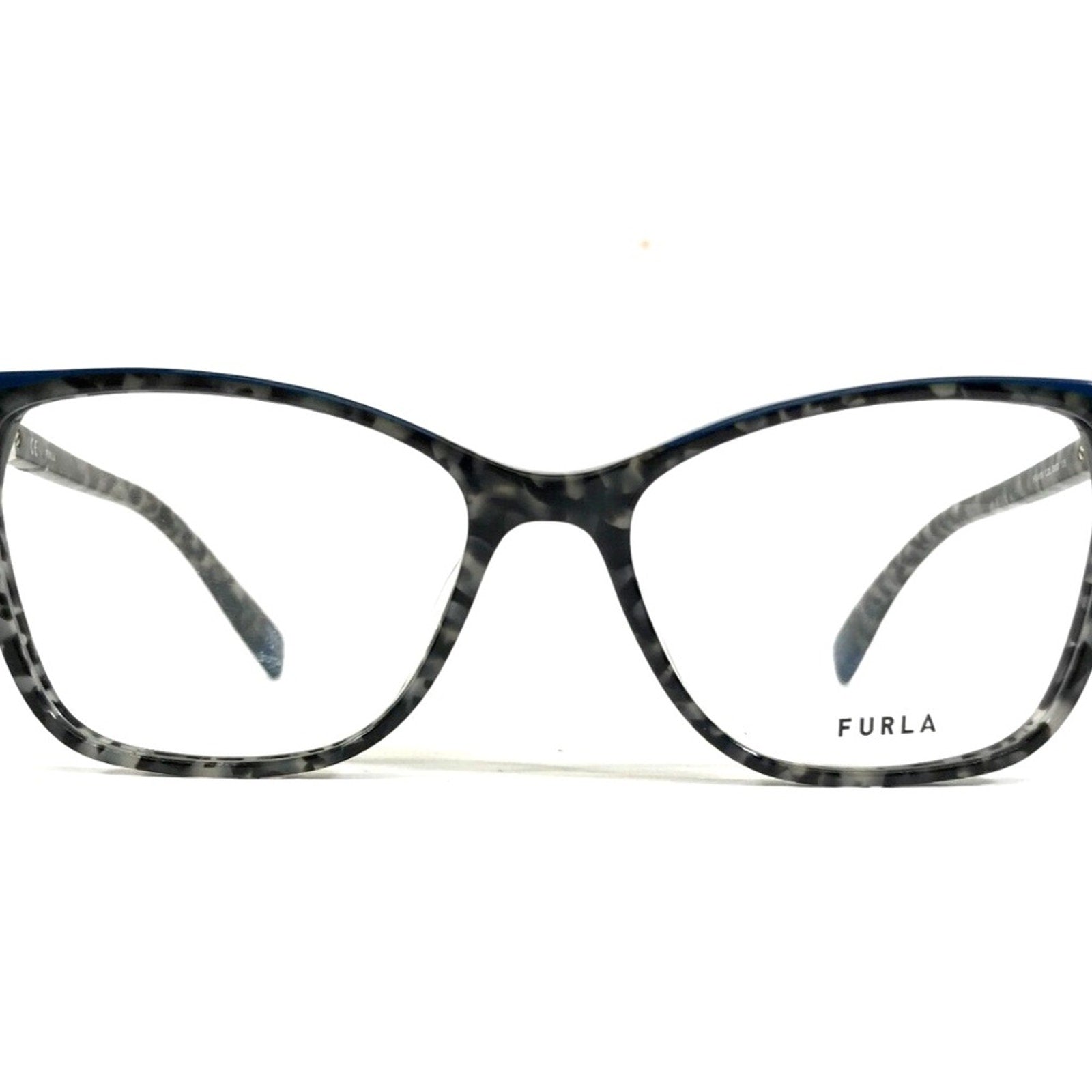 Furla Eyeglasses Frames VFU498V COL.09SX Blue Tortoise Gold Square 53-16-135