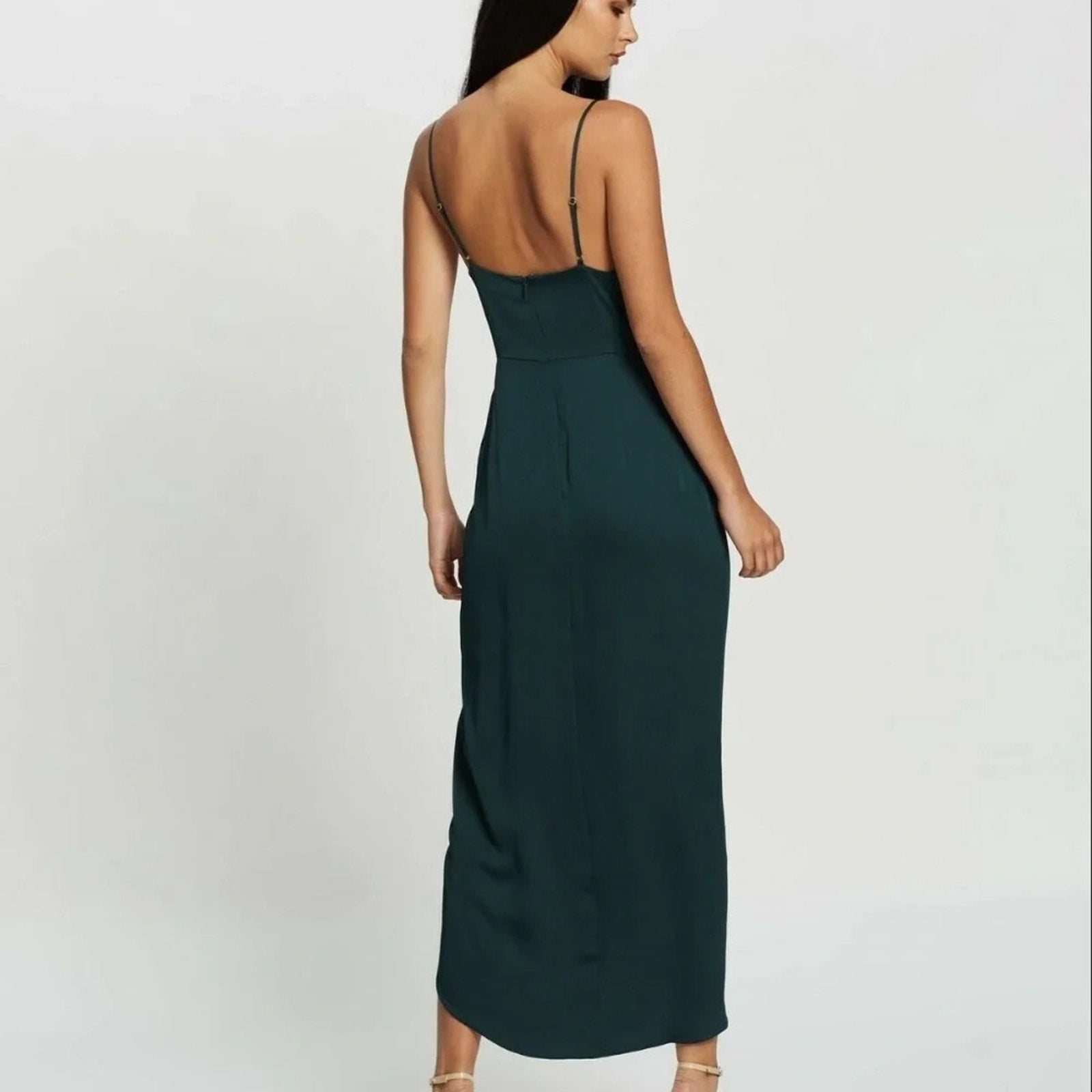 NEW Shona Joy Luxe Tie Front Cocktail Dress In Emerald Green - size 8 US