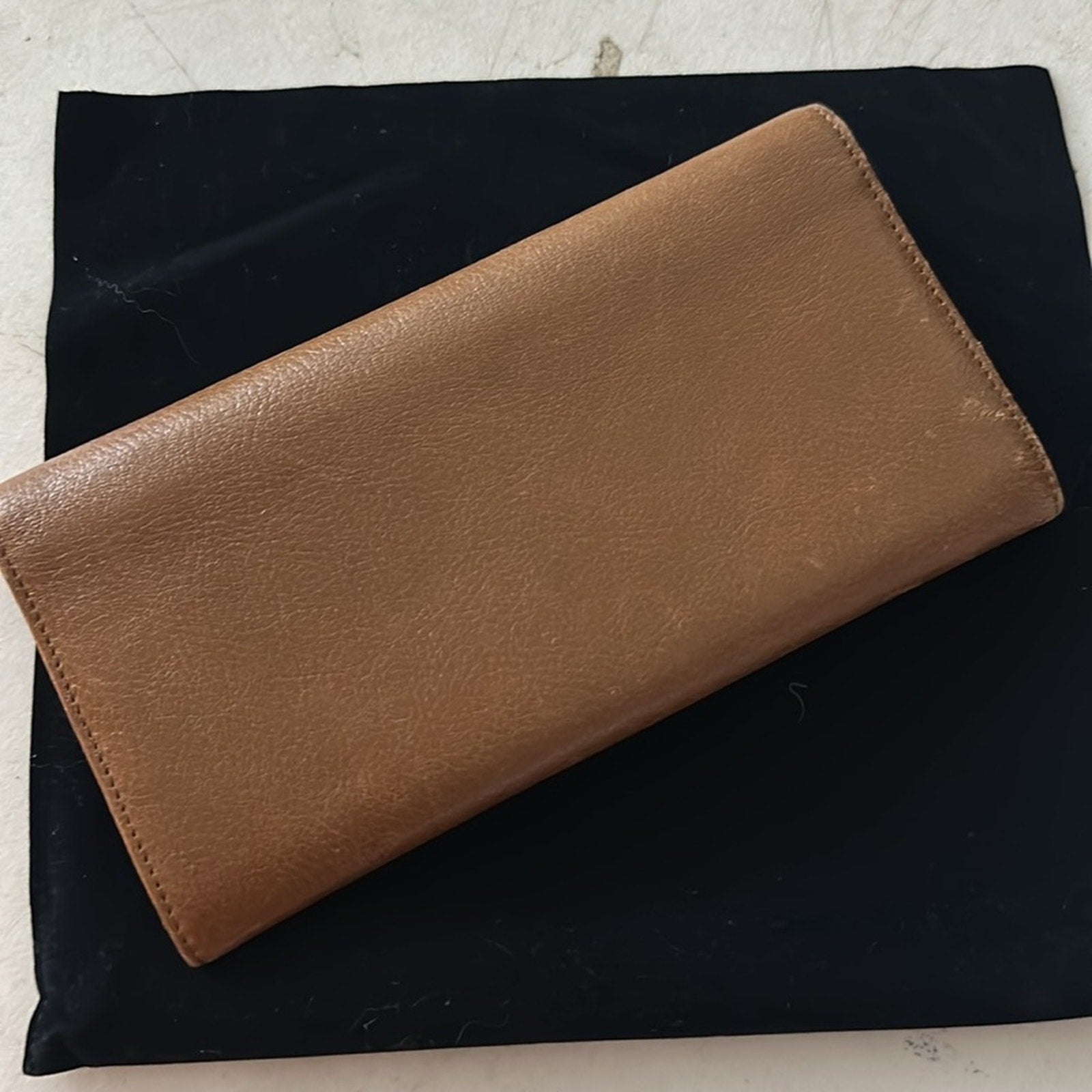 Cartier Marcello Long Wallet Brown Leather Gold Hardware Women's