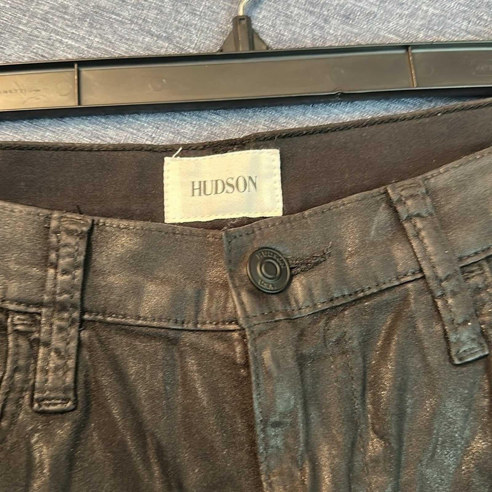 NWT Hudson Rosalie High-Rise Wide Leg Ankle Cropped Coated Black Jeans - size 26