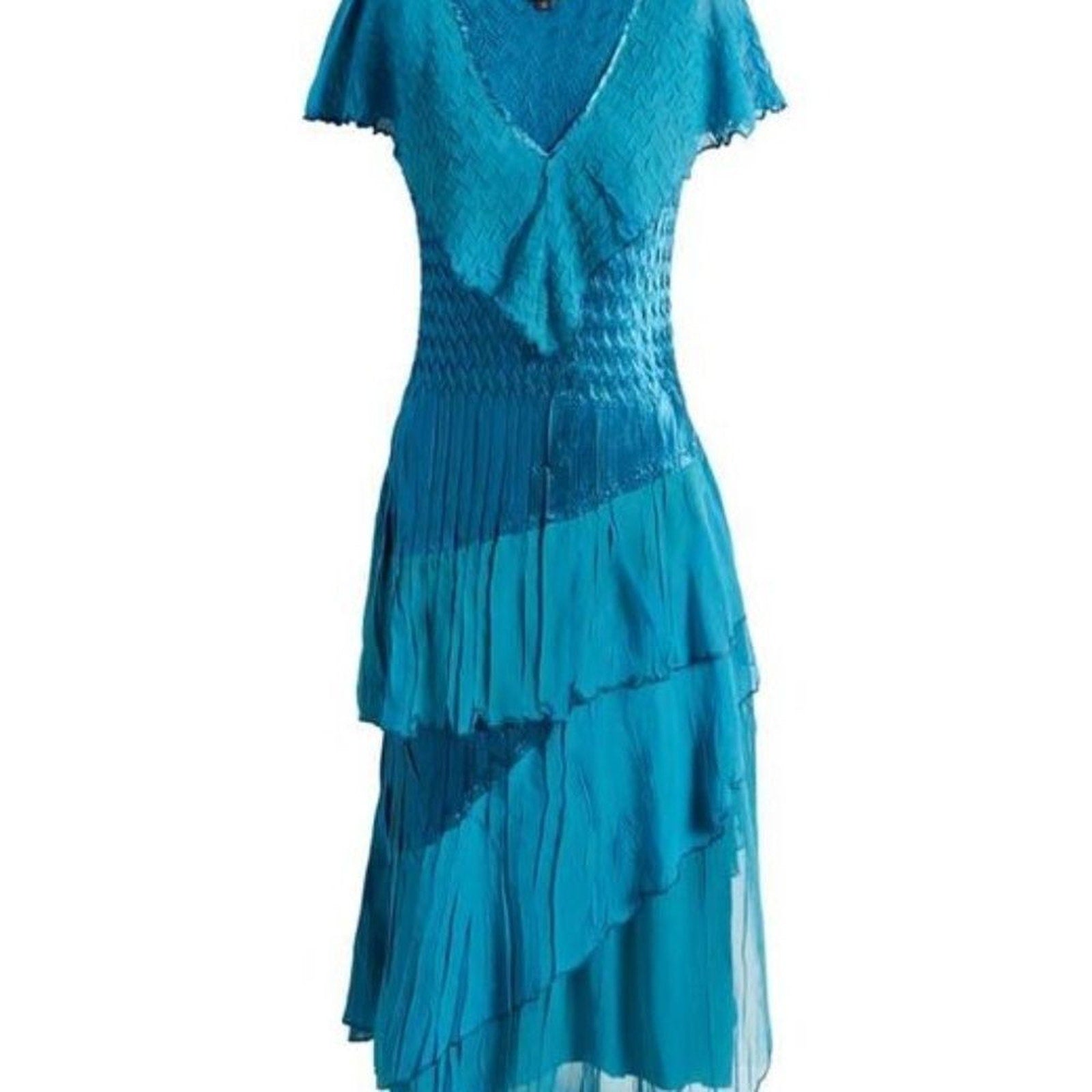 NEW Komarov Flutter Sleeve Asymmetric Gown - size Large