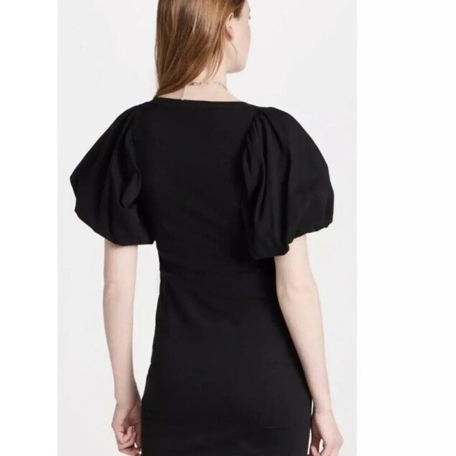 NWT Rebecca Minkoff Womens Tamara Dres XXS Black Knit Short Puff Sleeve Bodycon