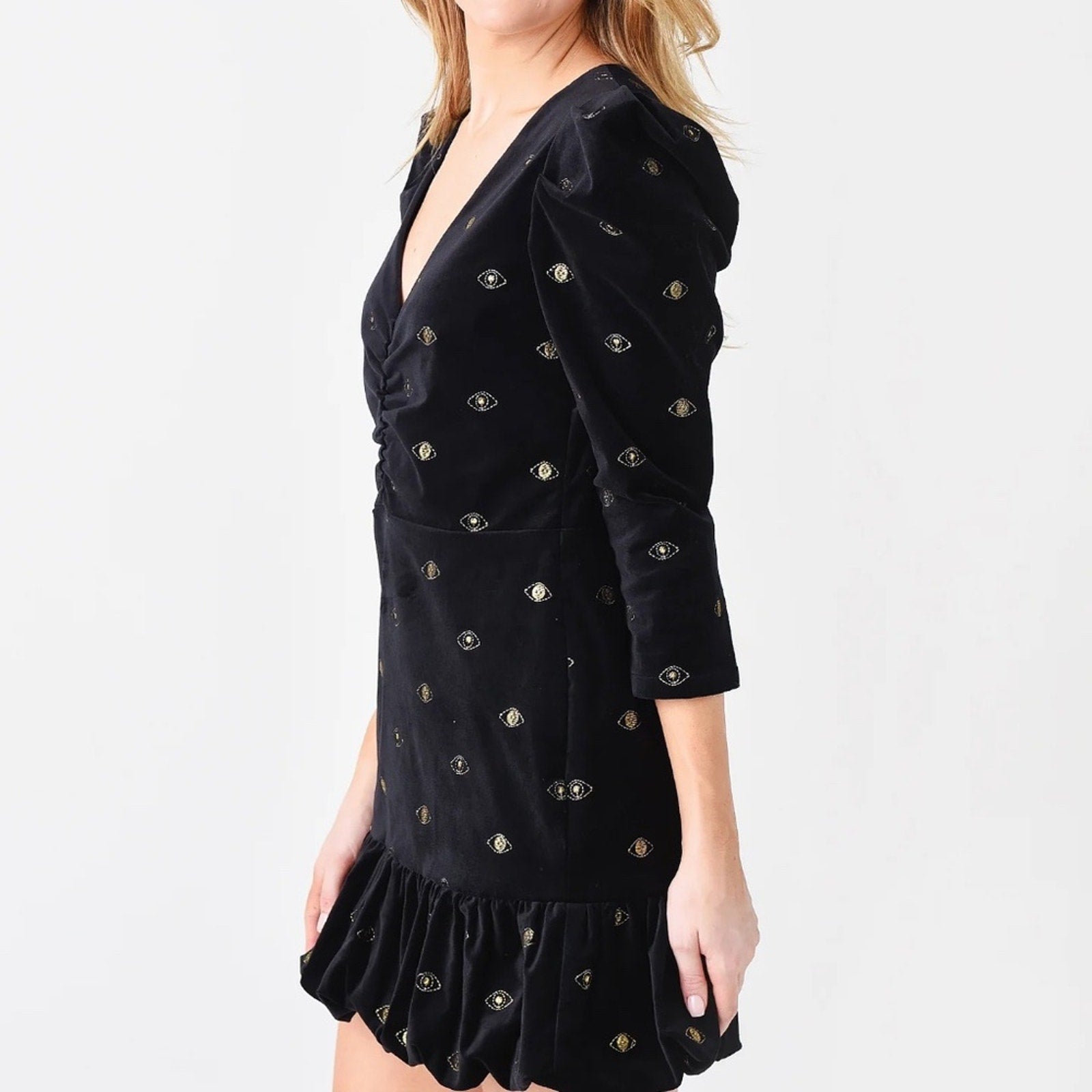 Misa Los Angeles Charisse Dress - Evil Eye Velveteen - size M