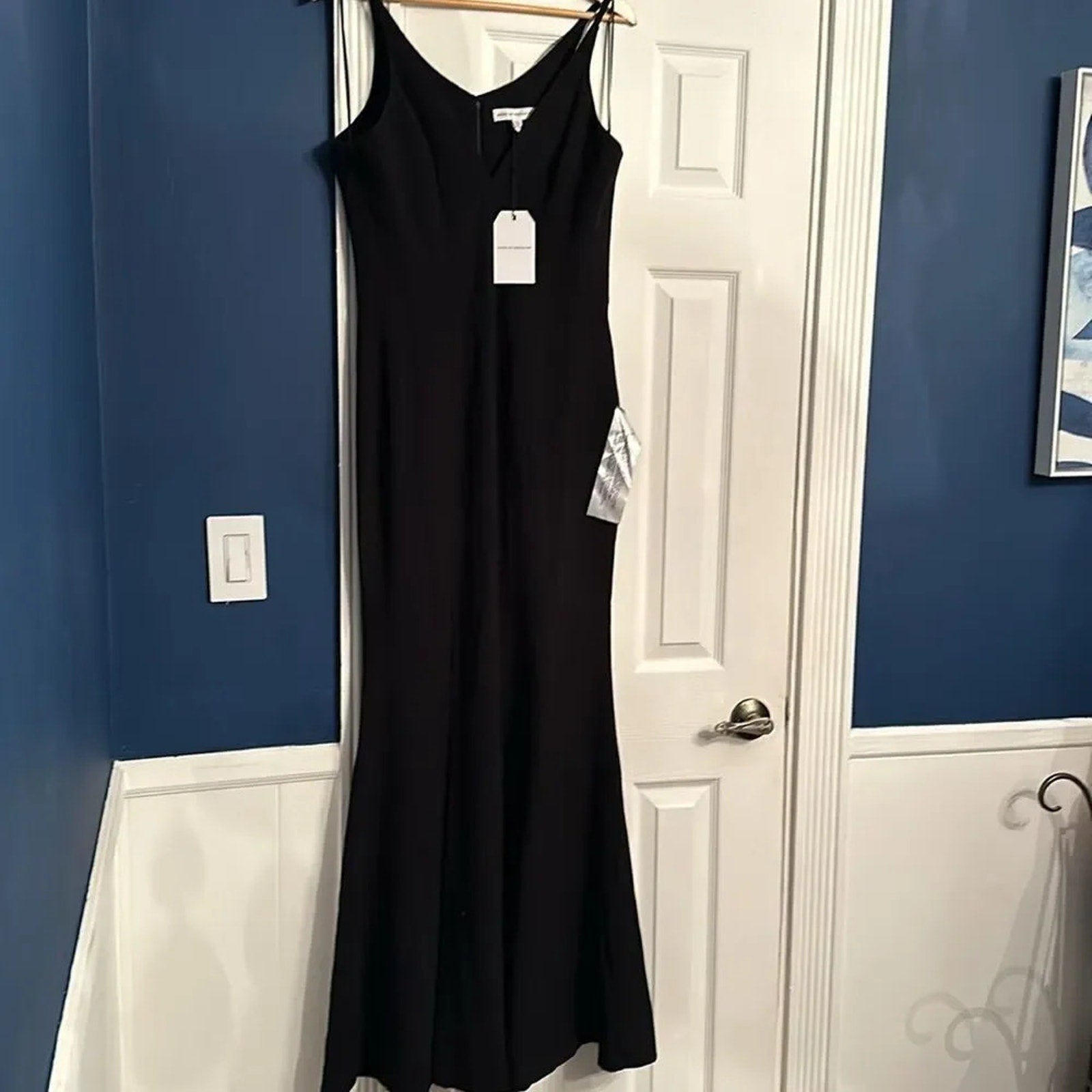 NWT DRESS THE POPULATION Iris Slit Crepe GOWN DRESS Black- Size Large