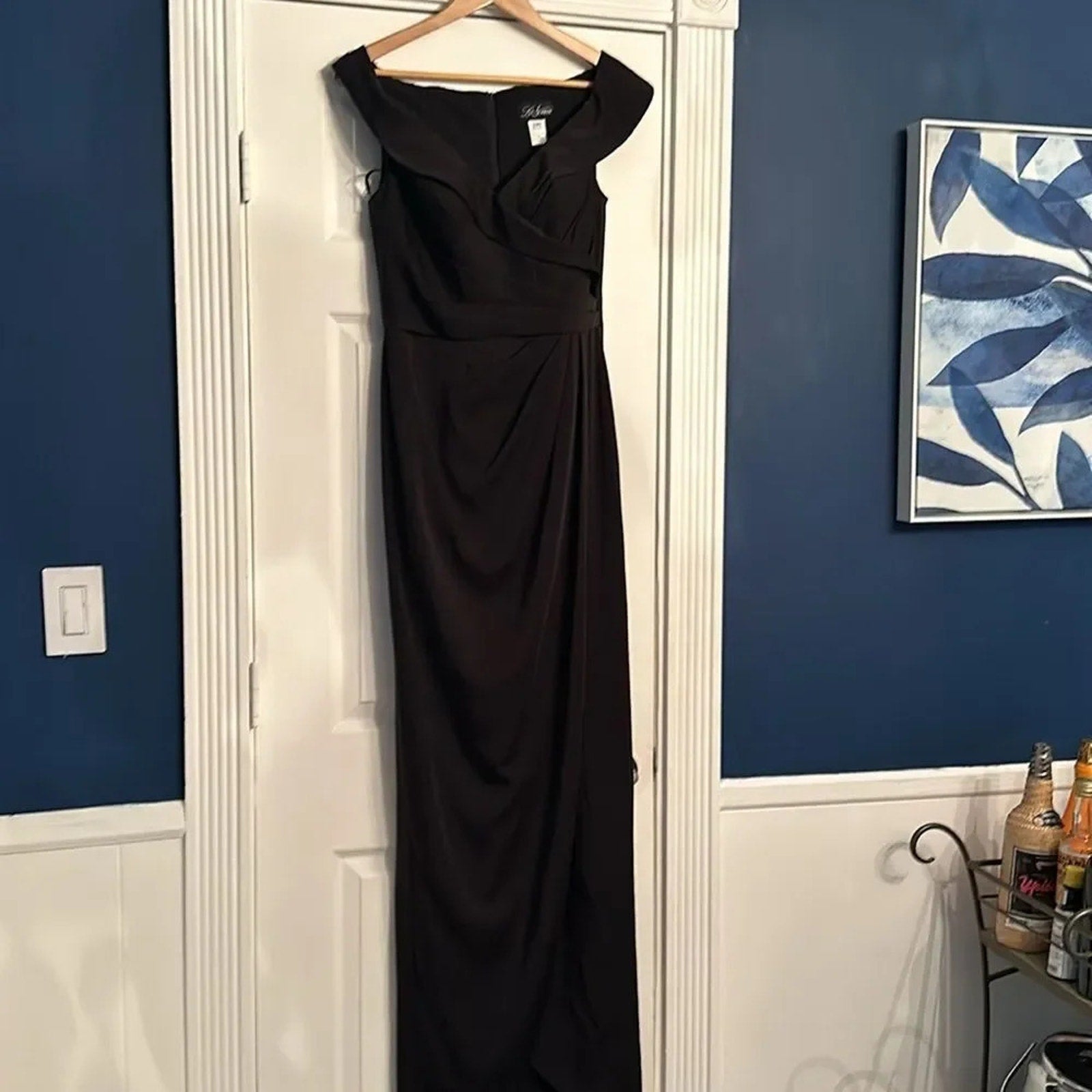 NWOT La Femme 25206 - Ruched Cap Sleeved Long Jersey Dress - size 6