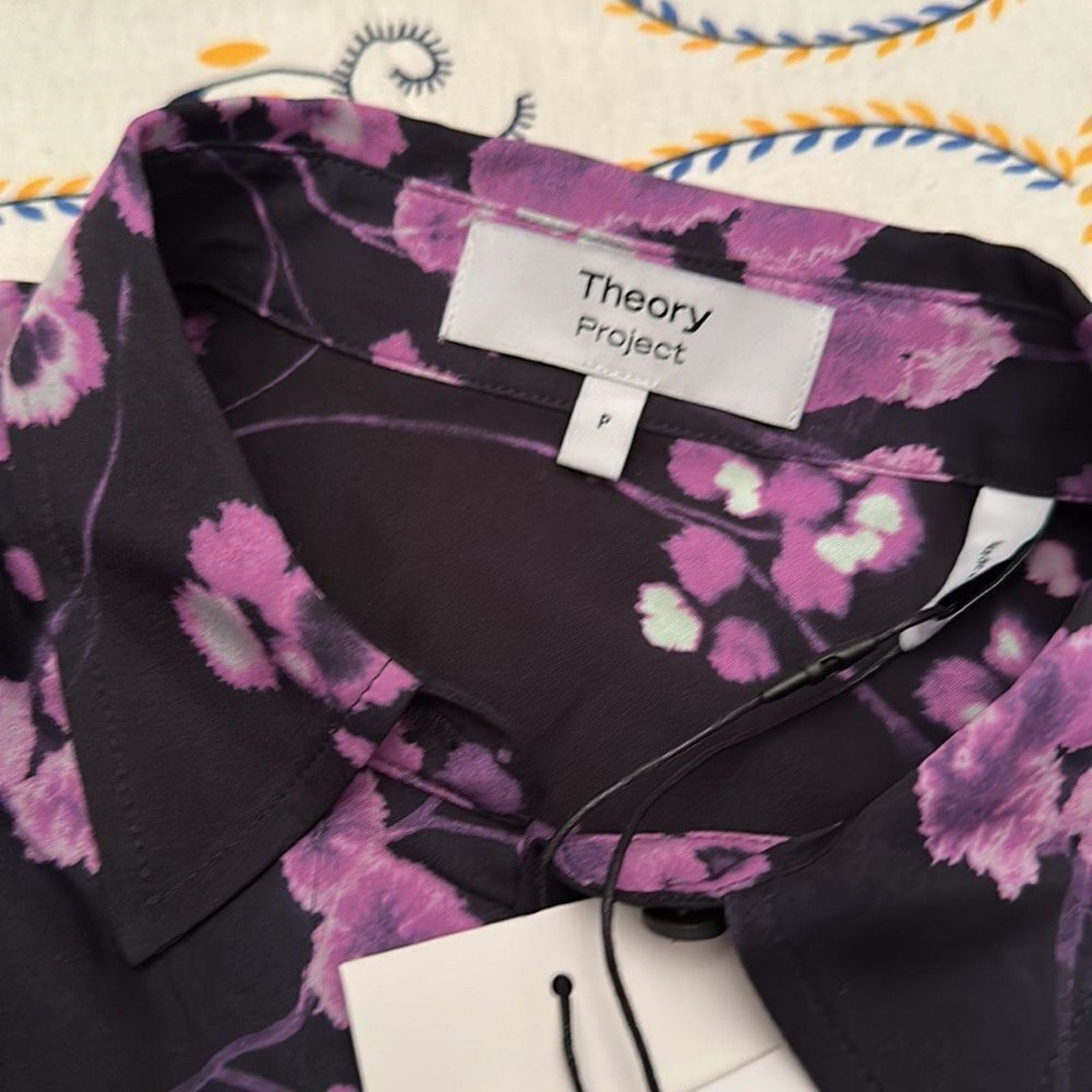 NWT Theory Floral Silk Georgette Shirt - size P