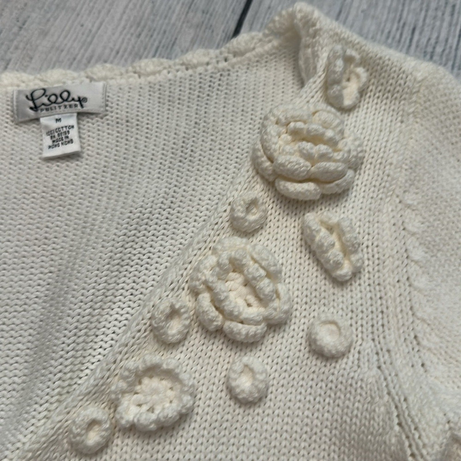 Lilly Pulitzer white label vintage crochet cardigan- size M