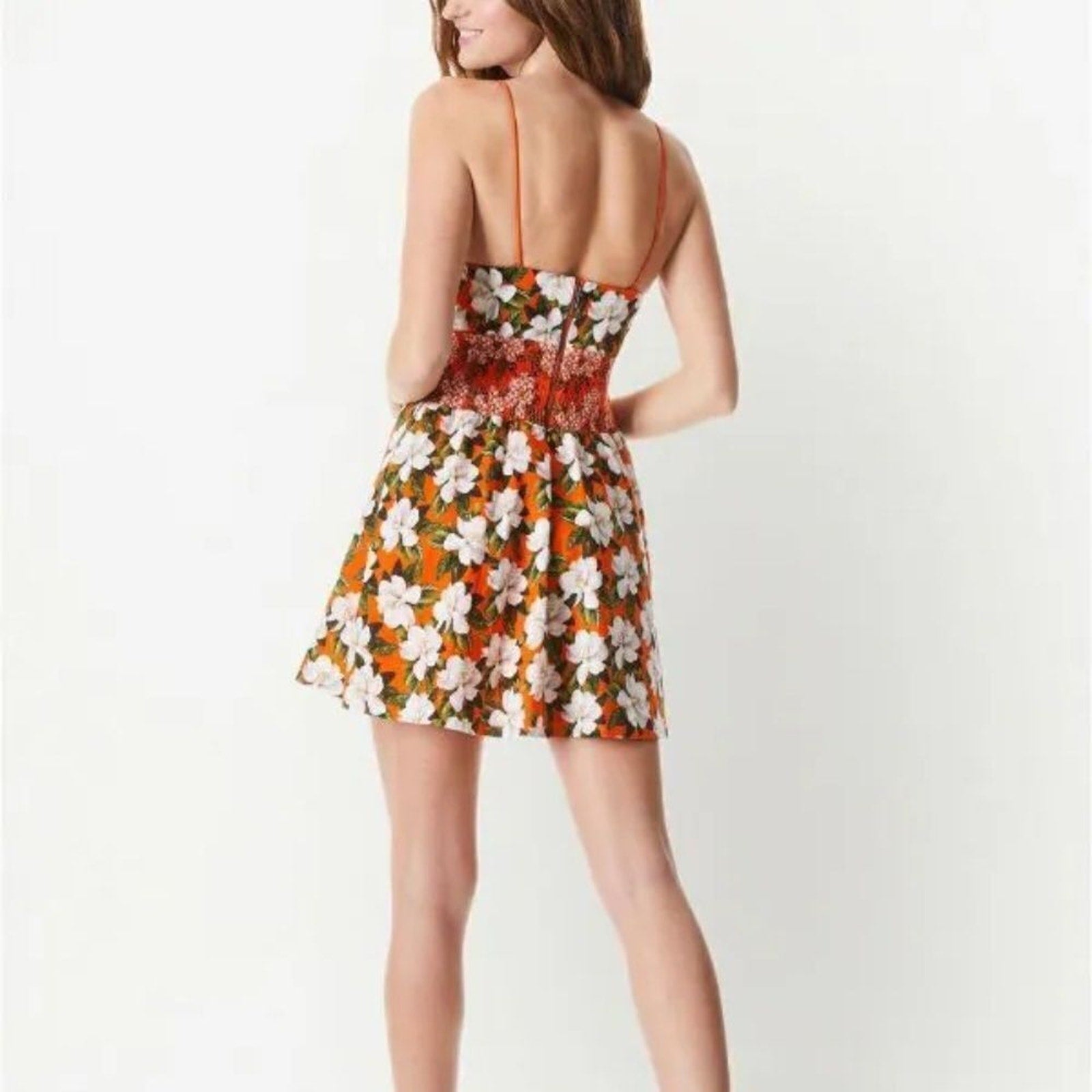NEW ALICE + OLIVIA Melvina cutout floral-print linen-blend mini dress - size 6