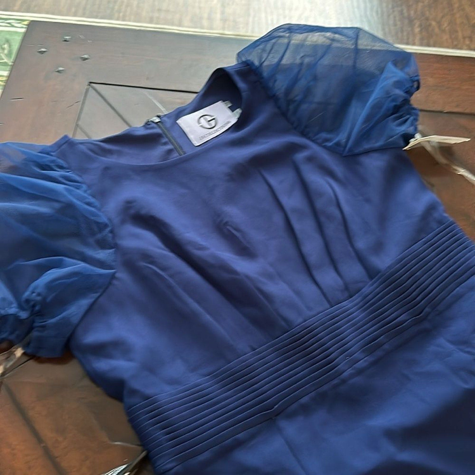 NWT JS COLLECTIONS Harley Puff Sleeve Dress In Navy - size 12