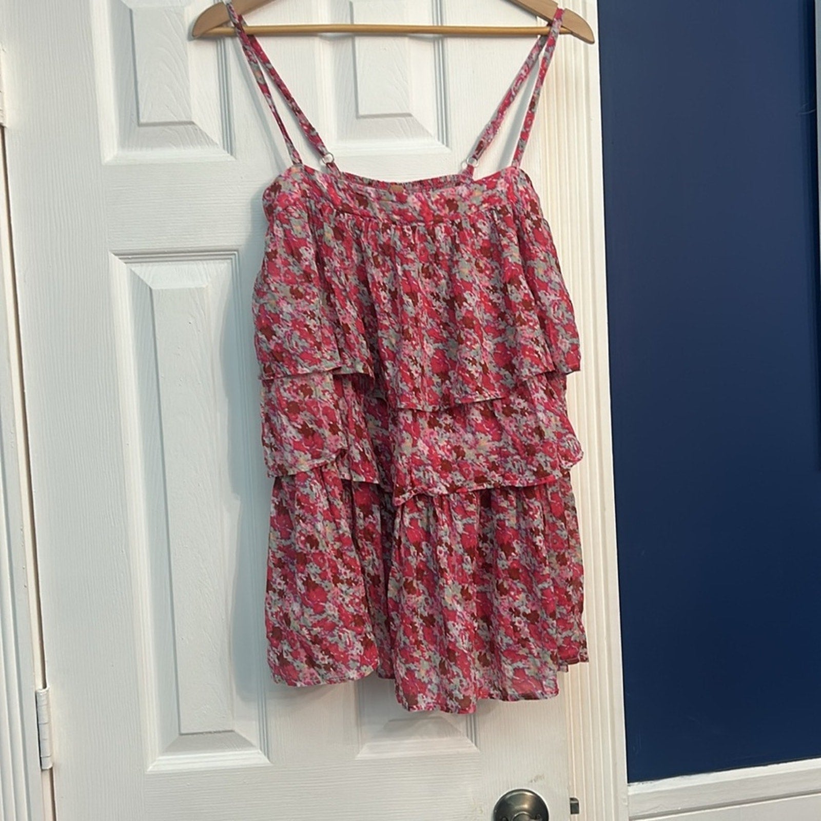 NWT Free People Talia Tunic Mini Dress Tiered Pink Multi Floral Boho -size small