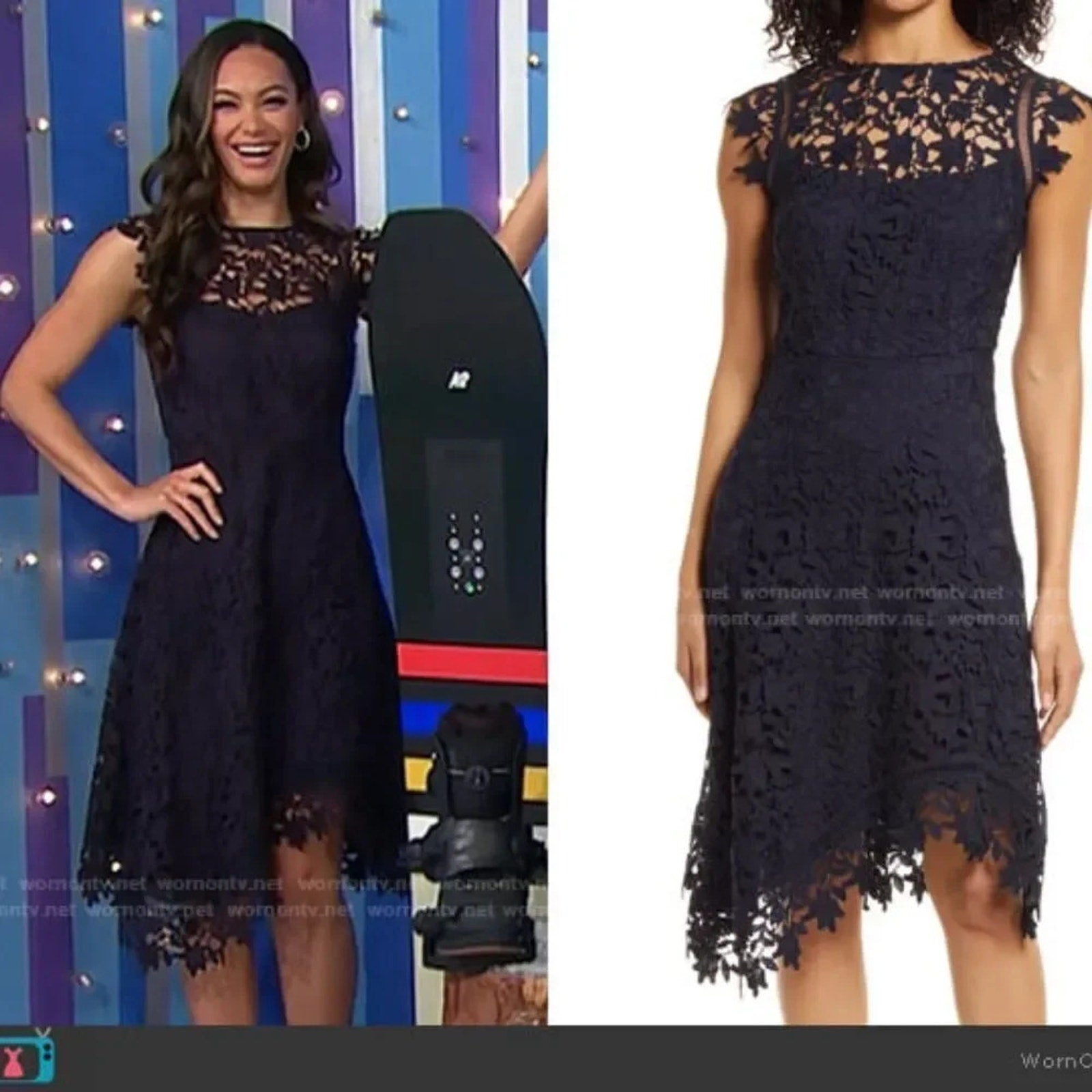 NWT Eliza J Navy Blue Lace Asymmetric Cocktail Dress - size 8