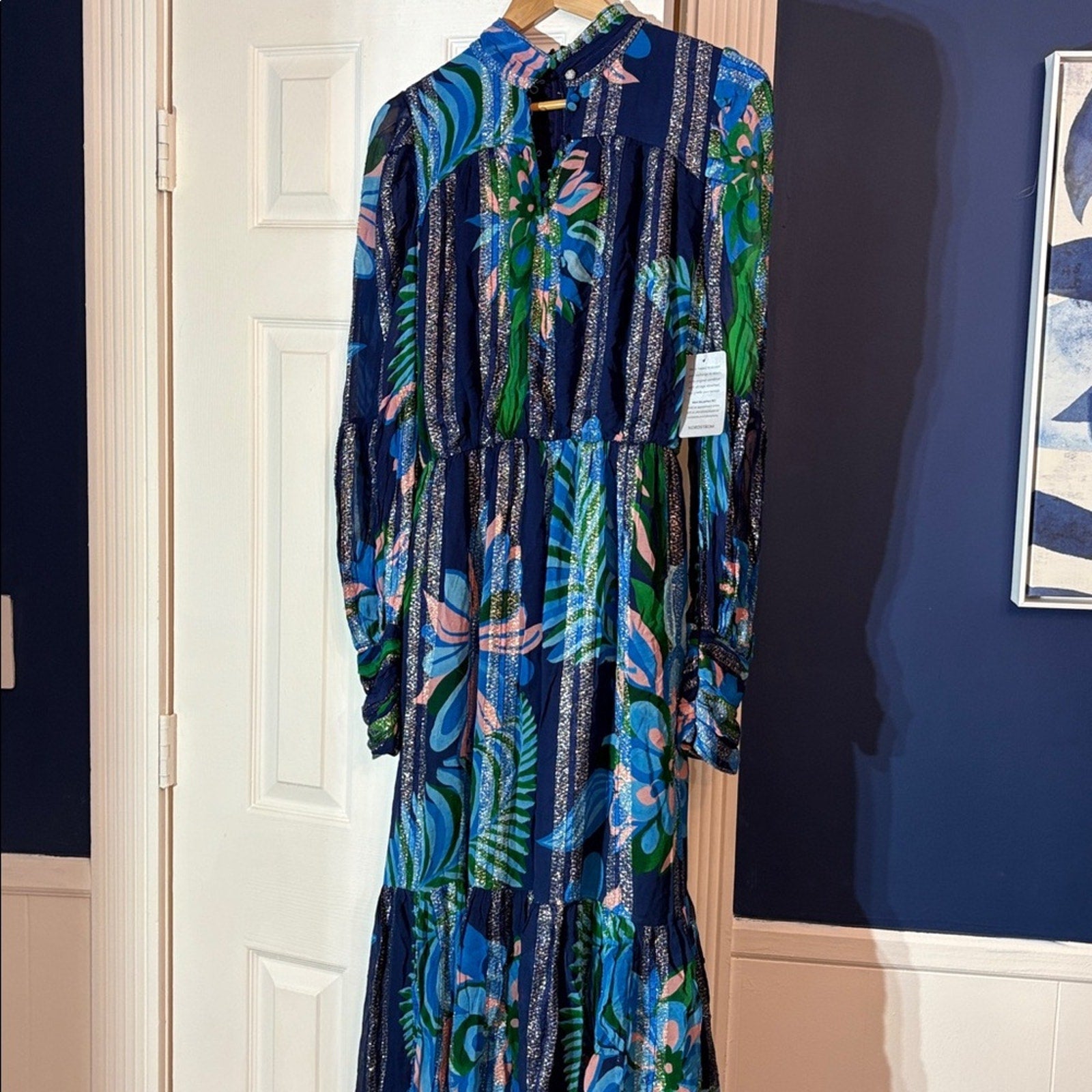 NWT CIEBON Adele Metallic Long Sleeve Midi Dress - size M