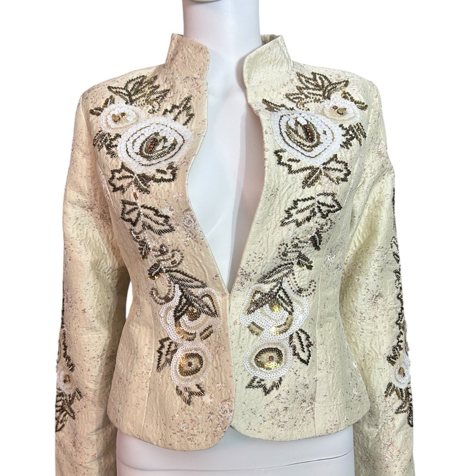 Boston Proper Floral Sequin Embellished Jacket - size 6