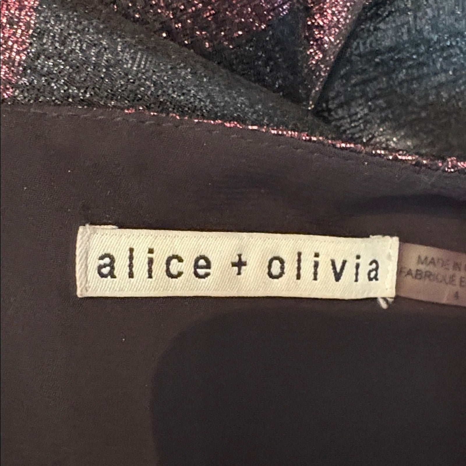 Alice + Olivia Foss Metallic Stripe Dress Size 4
