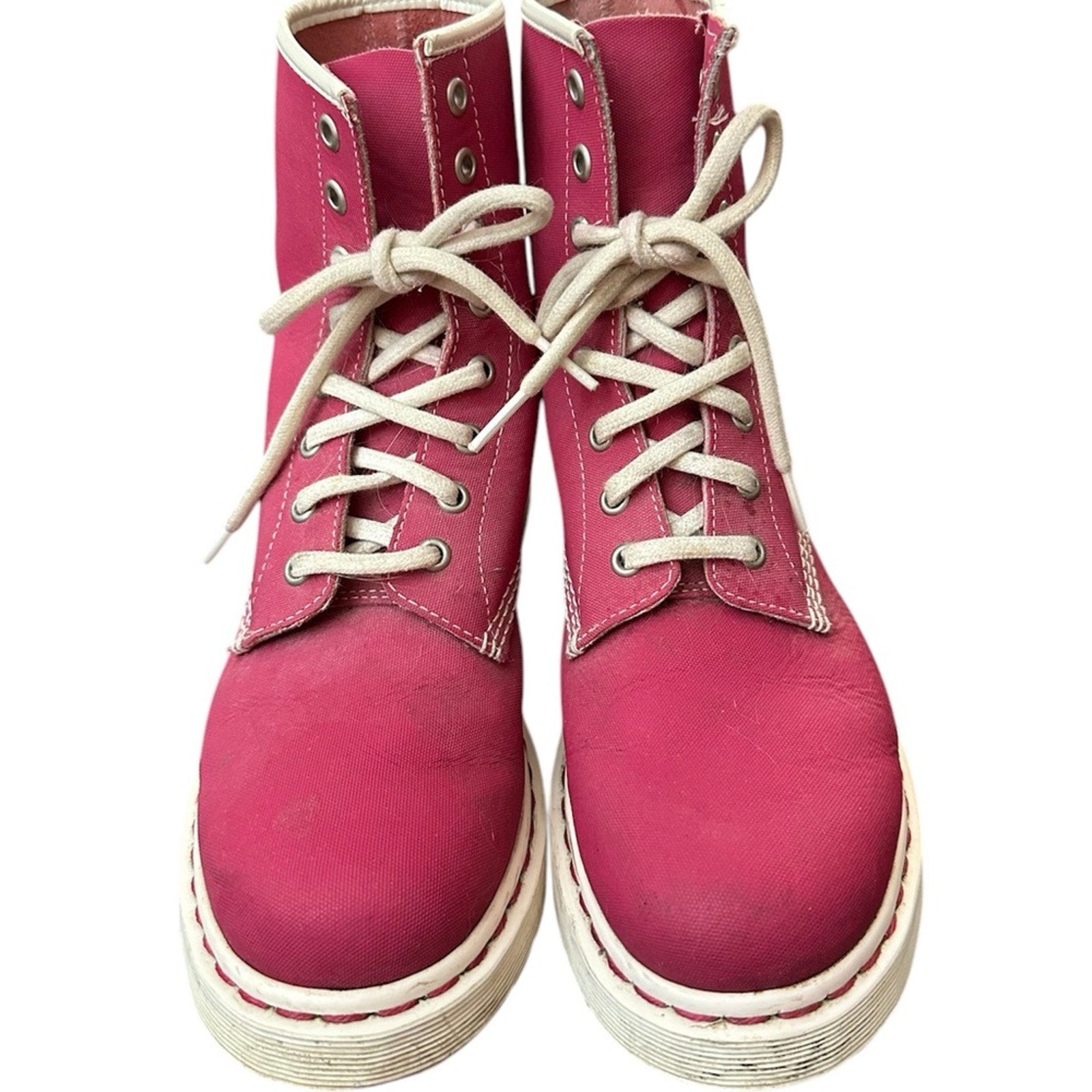 Dr Marten’s Red/Pink Canvas Lace Up Boot - 9