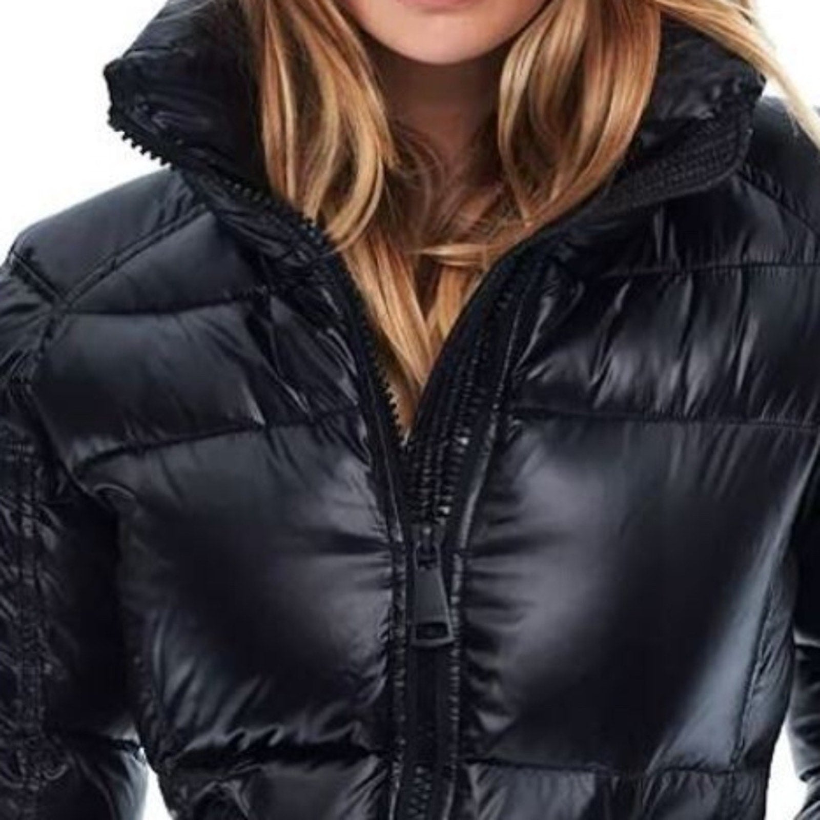 NWT SAM. Freestyle Down Nylon Puffer Jacket Color JET BLACK - size small