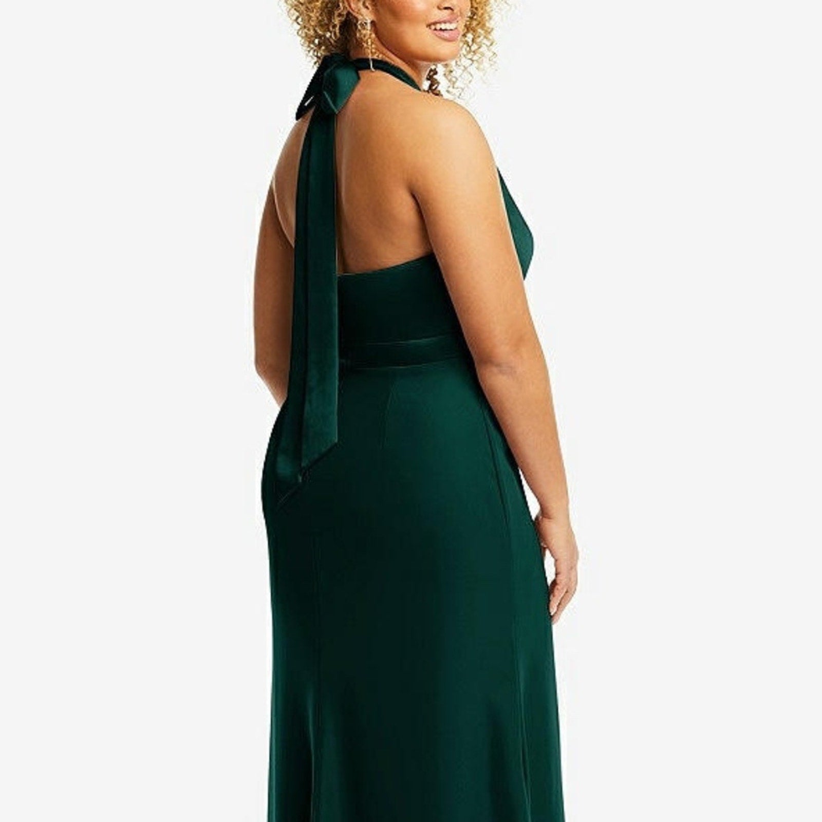 NWT After Six HIGH-NECK OPEN-BACK MAXI DRESS WITH SCARF TIE IN EVERGREEN - 22W